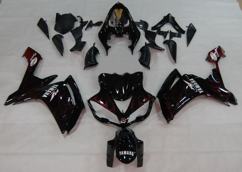 Yamaha YZF-R1 2007-2008 Noir & Carénages Red Flame Racing génériques