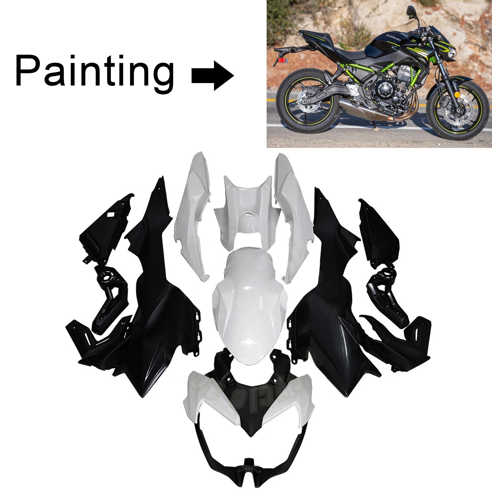 2020-2023 Kawasaki Z650 Injection Fairing Kit Kawasaki Plast ABS