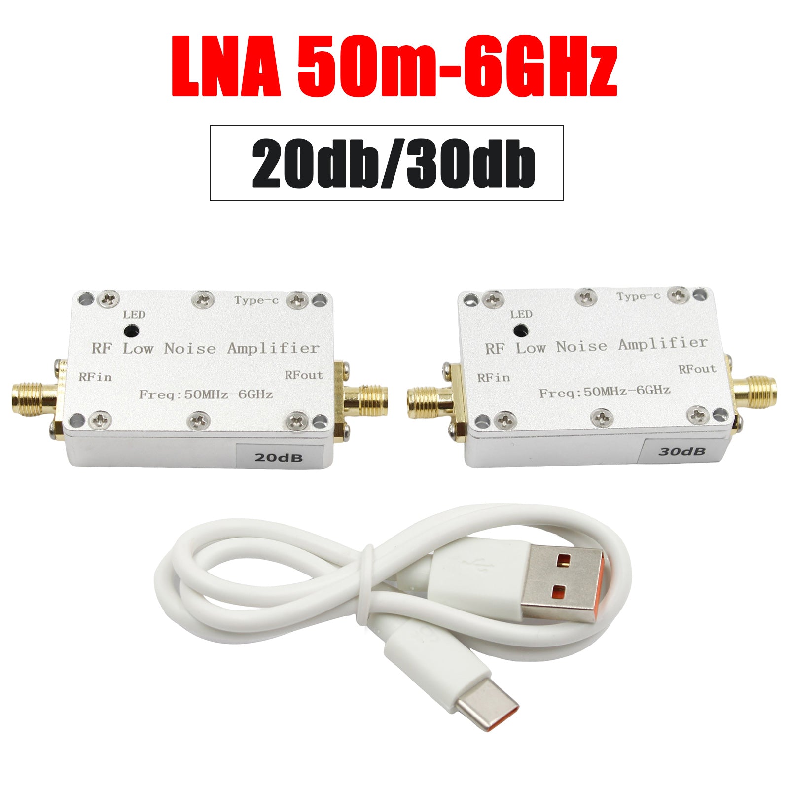 50m-6GHz Radio Frequency Amplifier 20dB 30dB High-Gain Front LNA Low Noise Signal