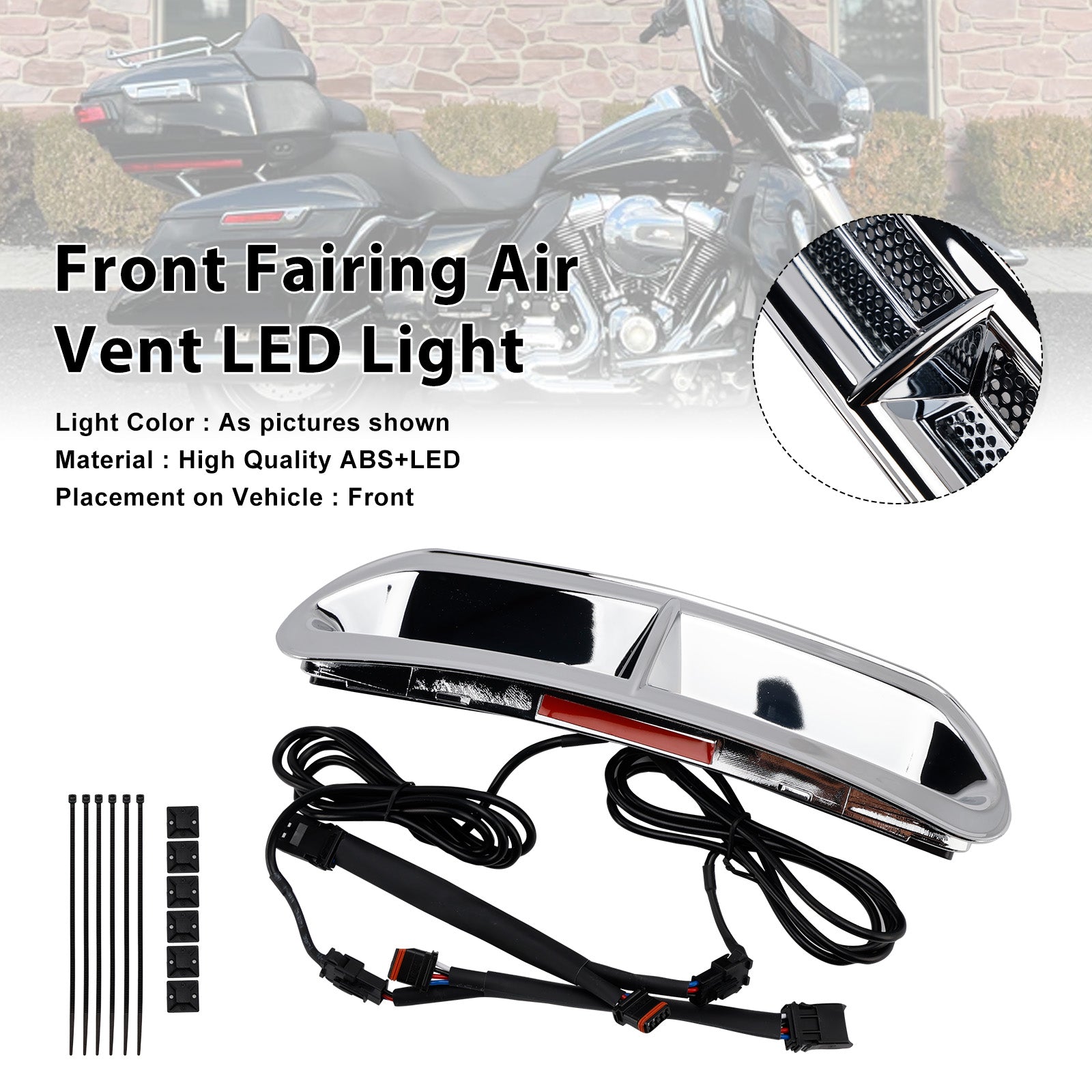 Front Fairing Air Vent LED Light For Touring Street Glide 2014-2024