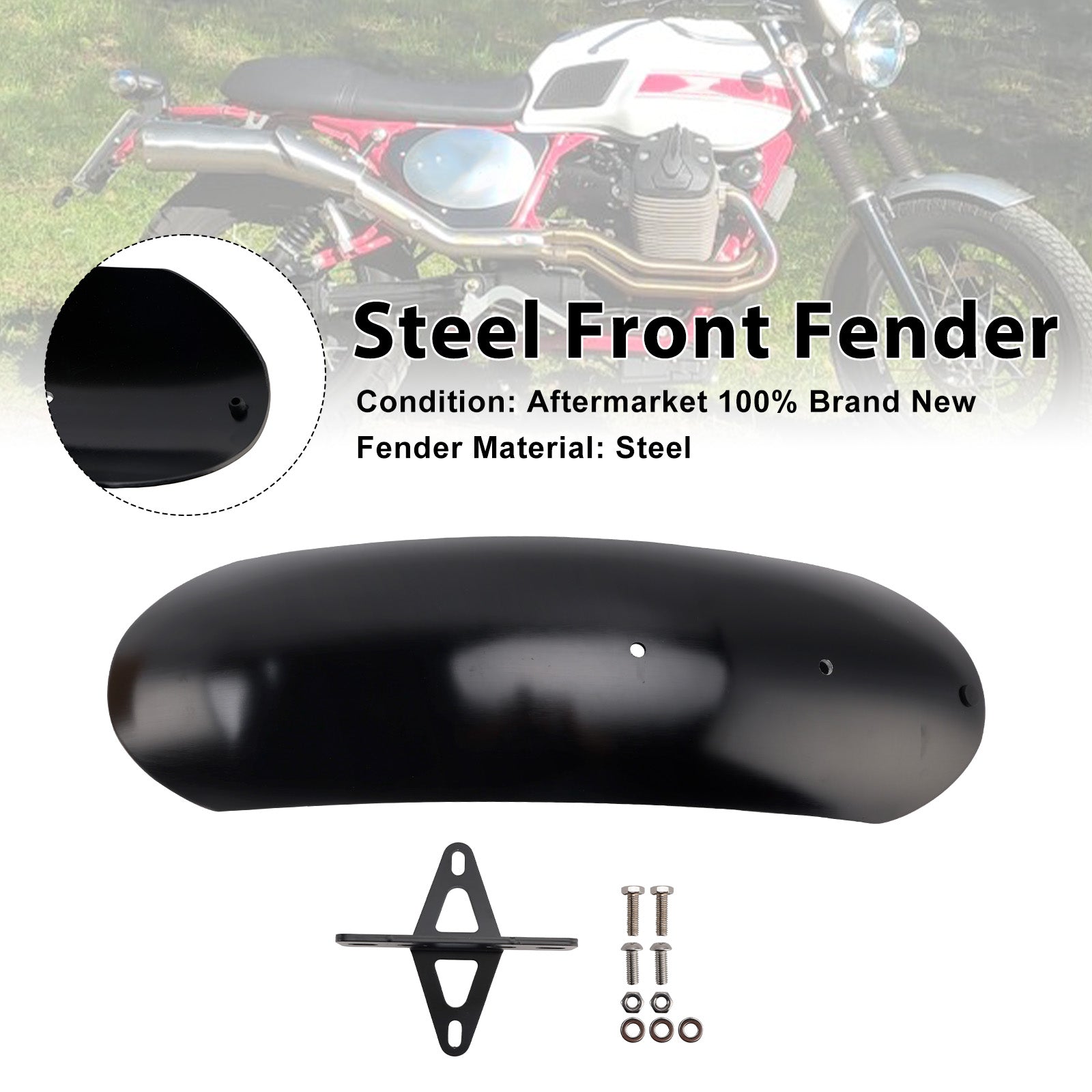 Garde-boue avant en acier adapté pour MOTO GUZZI V7 II Stone Classic Special 10-16