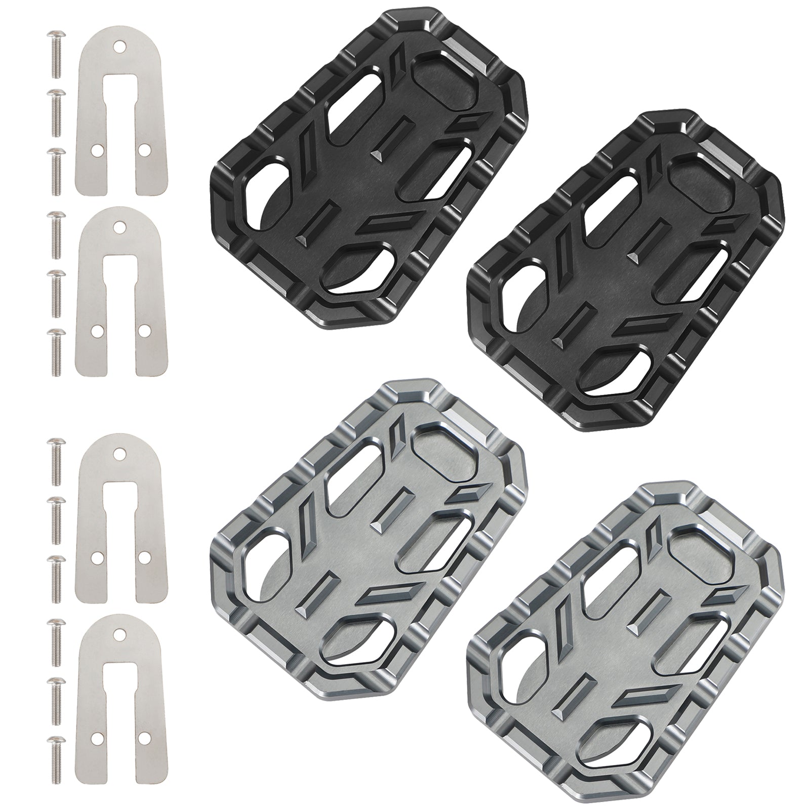 Pair Cnc Foot Peg Enlarge Footpegs Pedal Fit For TR Scrambler 1200 Tiger Silver