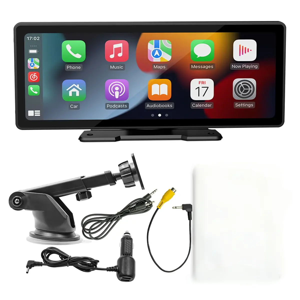 10.26" Wireless Carplay Bluetooth Stereo Radio FM Car MP5 Player + 4 LED Camera