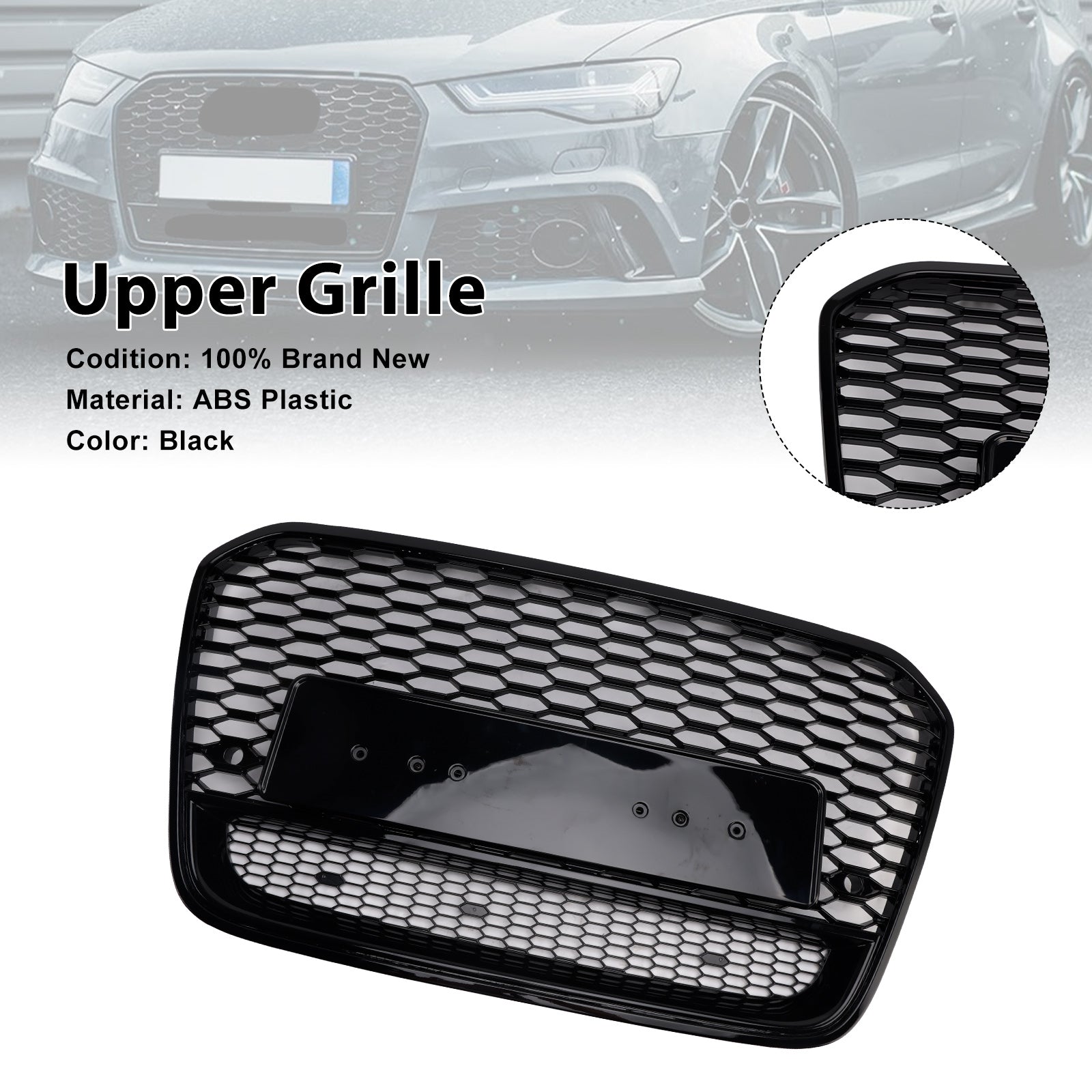 RS6 Style Front Mesh Honeycomb Grill Grille Fit Audi A6 S6 C7 2012-2015