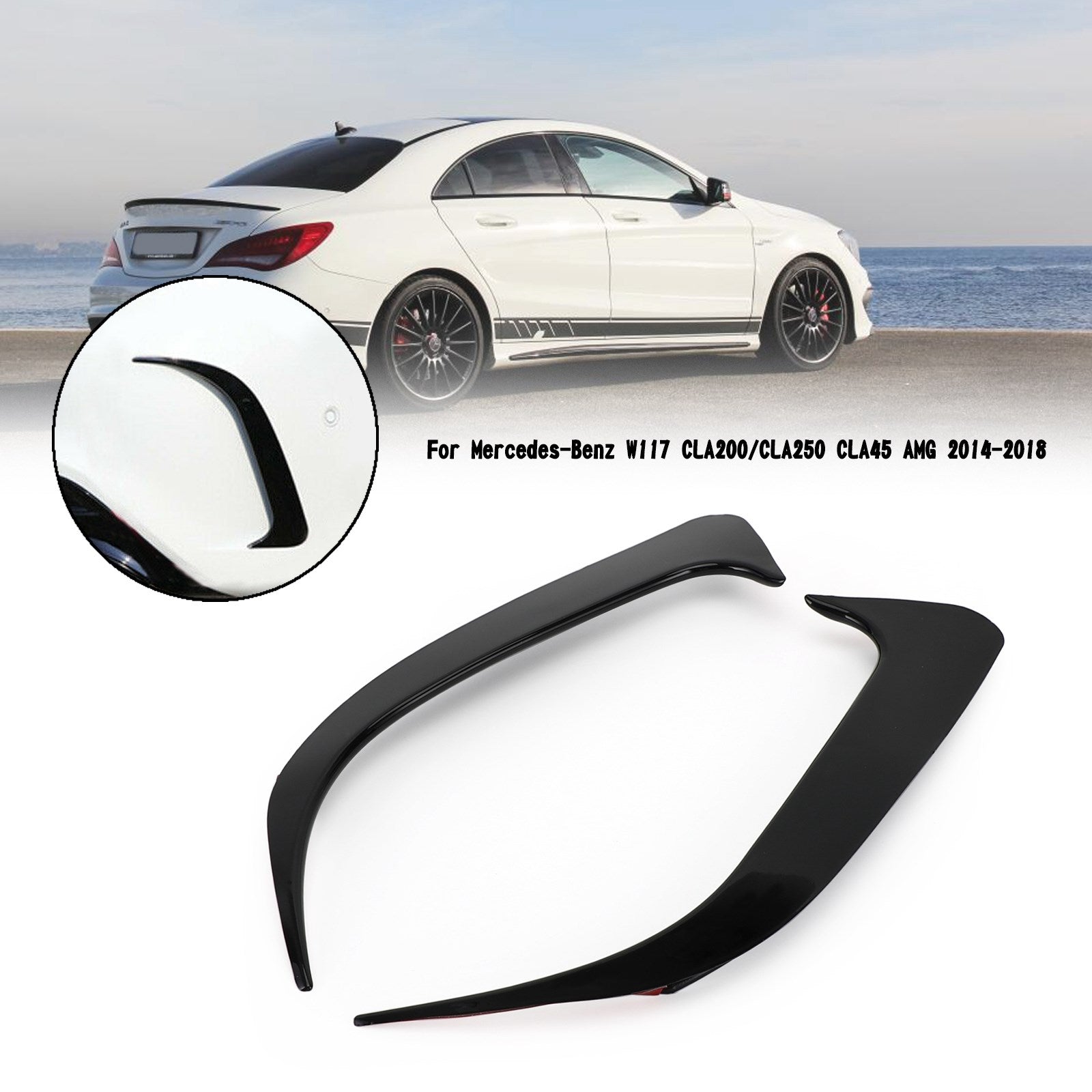 Mercedes-Benz 2014-2018W117 CLA Klasse Zwarte Achterbumper Spoiler Luchtrooster Cover