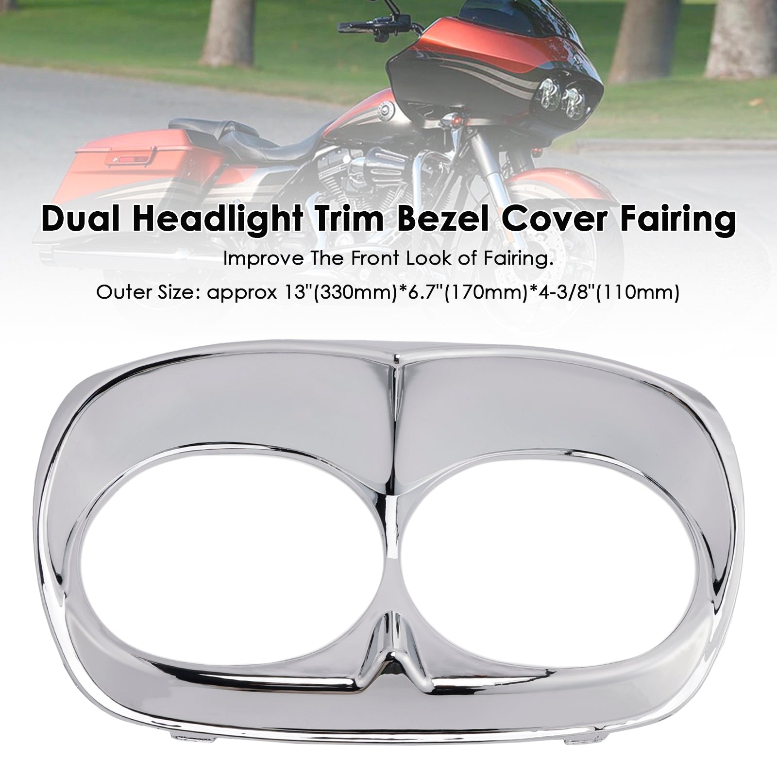 Dual Headlight Trim Bezel Cover Fairing For Road Glide 1998-2013