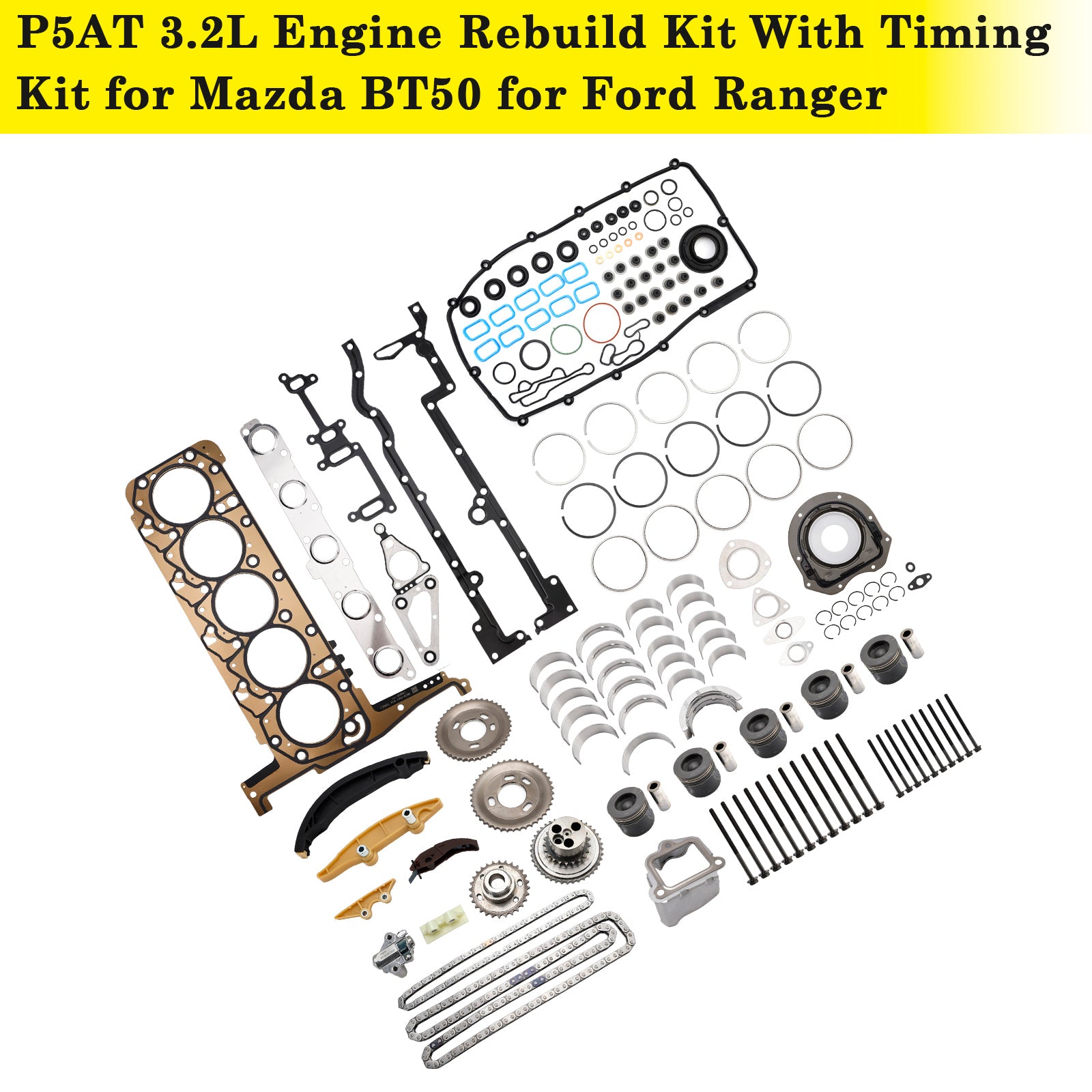 P5AT 3.2L Engine Rebuild Kit With Timing Kit for Mazda BT50 for Ford Ranger