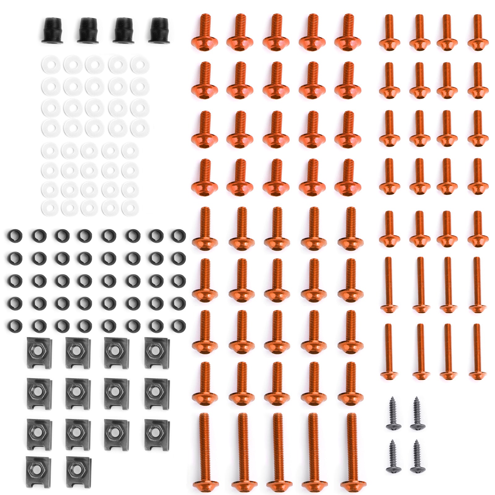 Kit de boulons de carénage pour motos de sport, 177 pièces, vis de fixation M5/M6 Orange