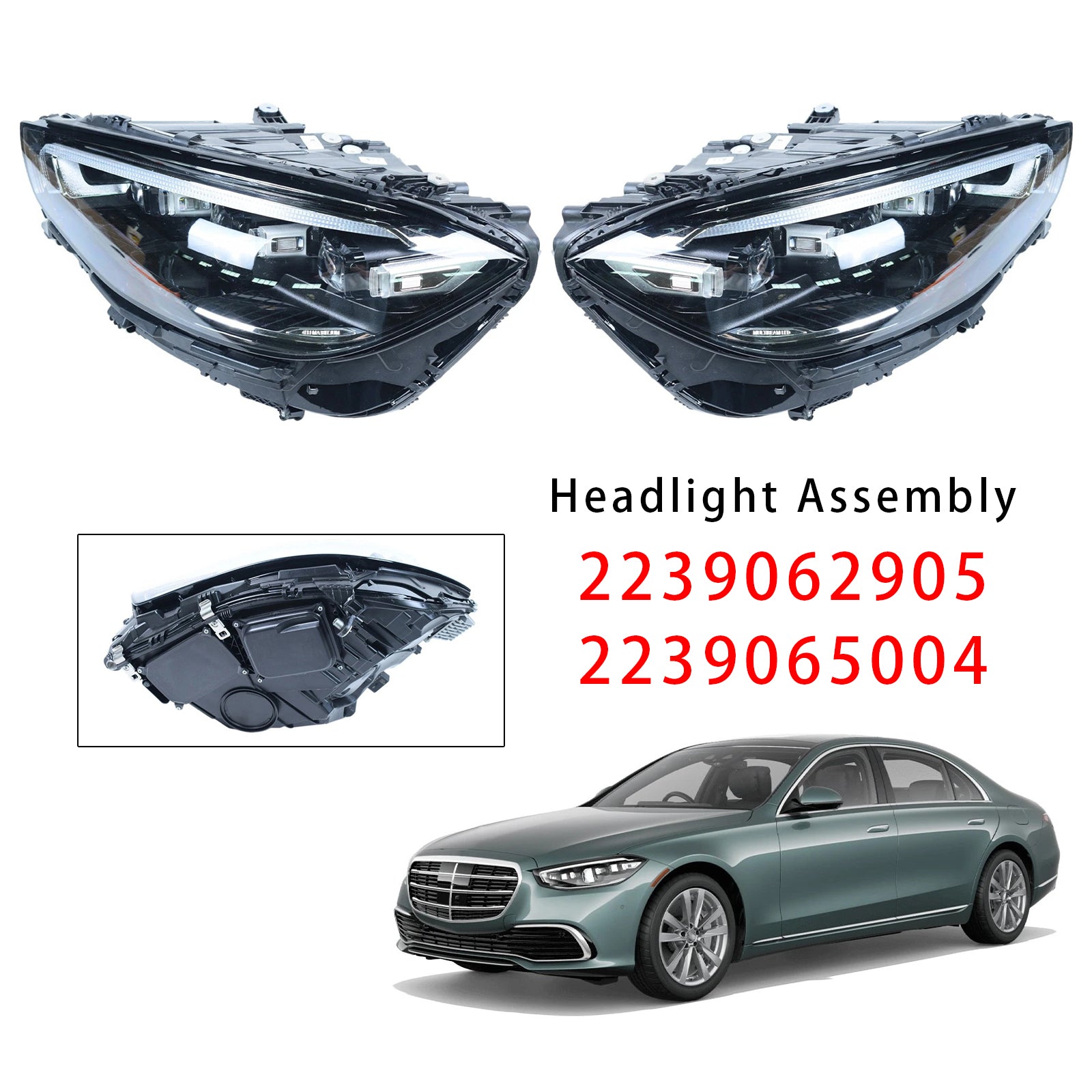 Left+Right LED Headlight Assembly For Mercedes-Benz S-Class S580 2021-2023