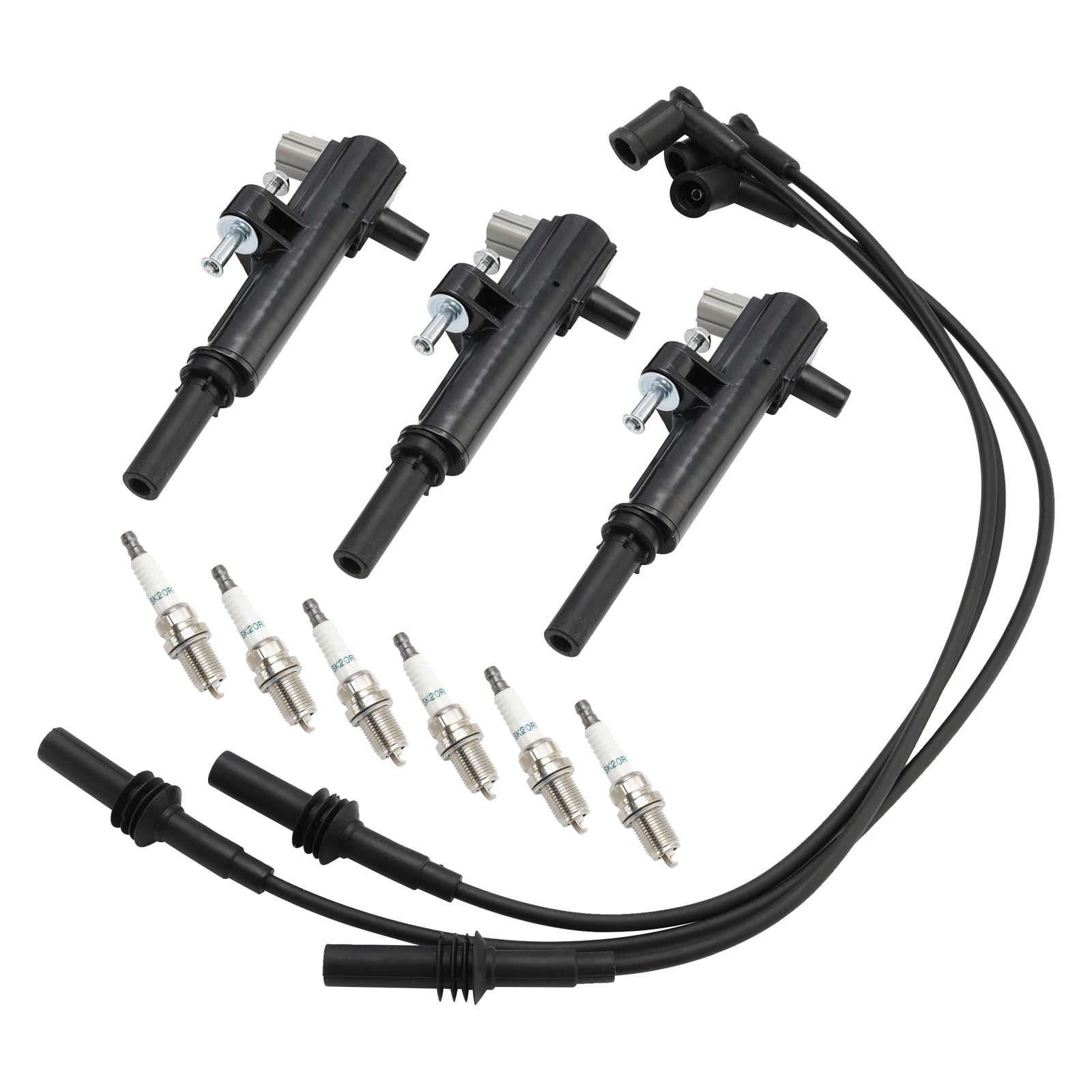 3x Ignition Coil+6x Spark Plug+3x Wire UF640 For Jeep Liberty 3.7L V6