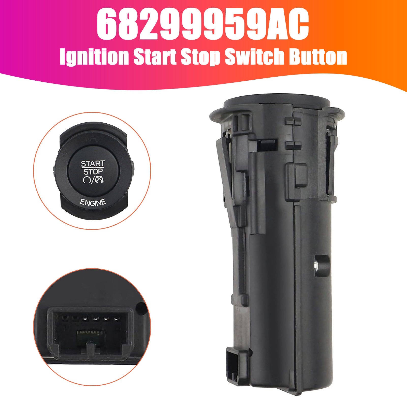 Ignition Start Stop Switch Button for Jeep Grand Cherokee 2014-2021 68299959AC