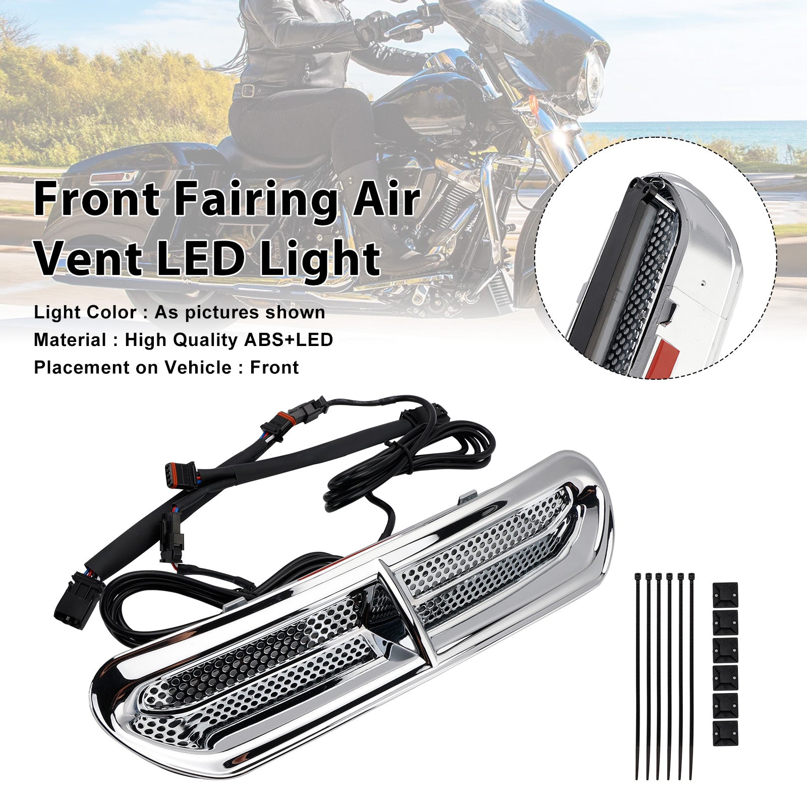 Front Fairing Air Vent LED Light For Touring Street Glide 2014-2024