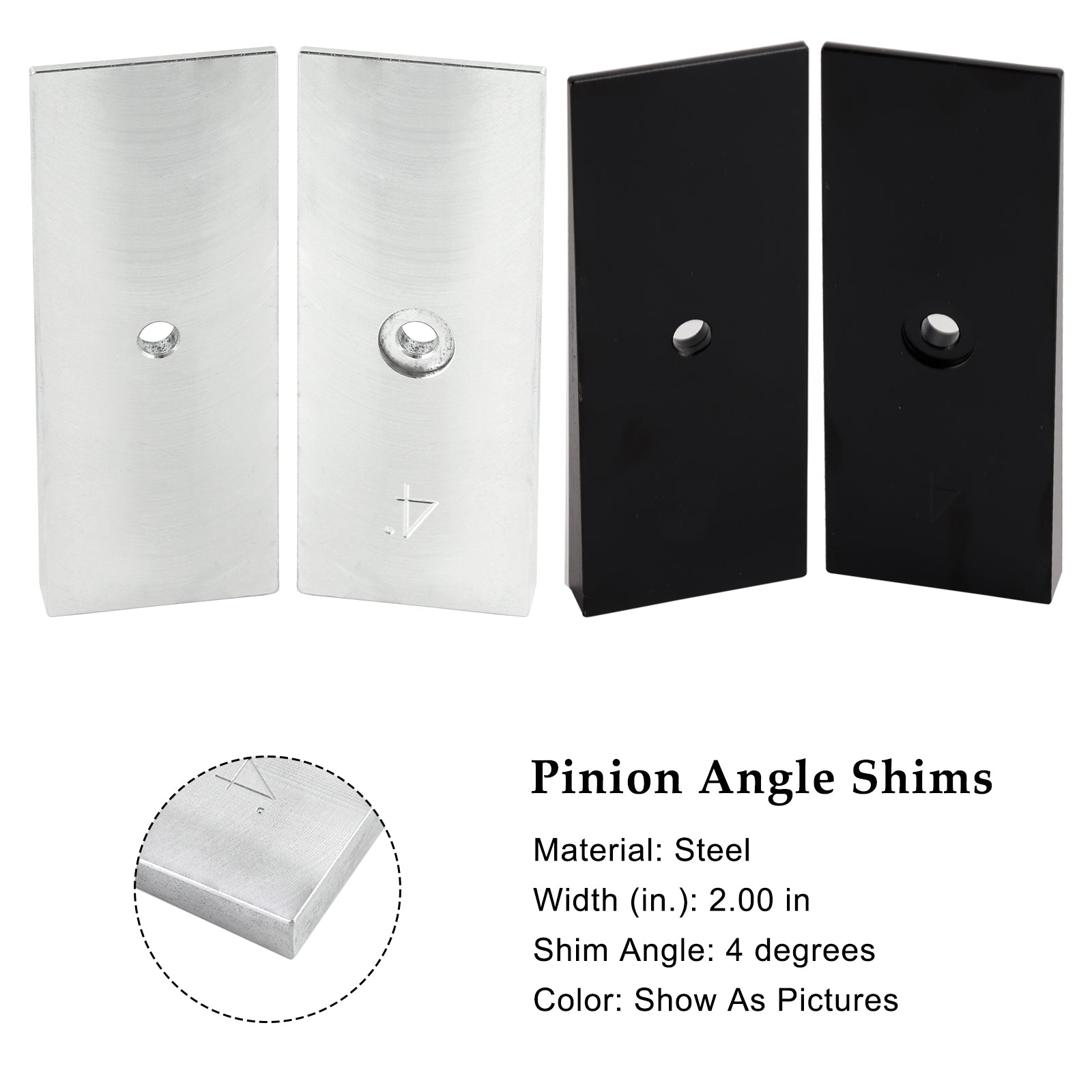 2PCS 2" Wide 4°Degree Steel Leaf Spring Degree Shims