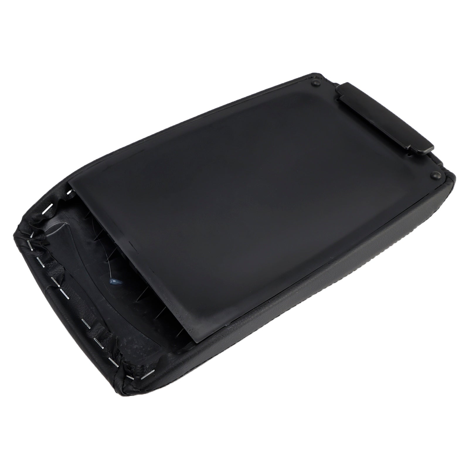 Black Leather Center Console Armrest Lid Cover For Audi A6 C6 2005-2011