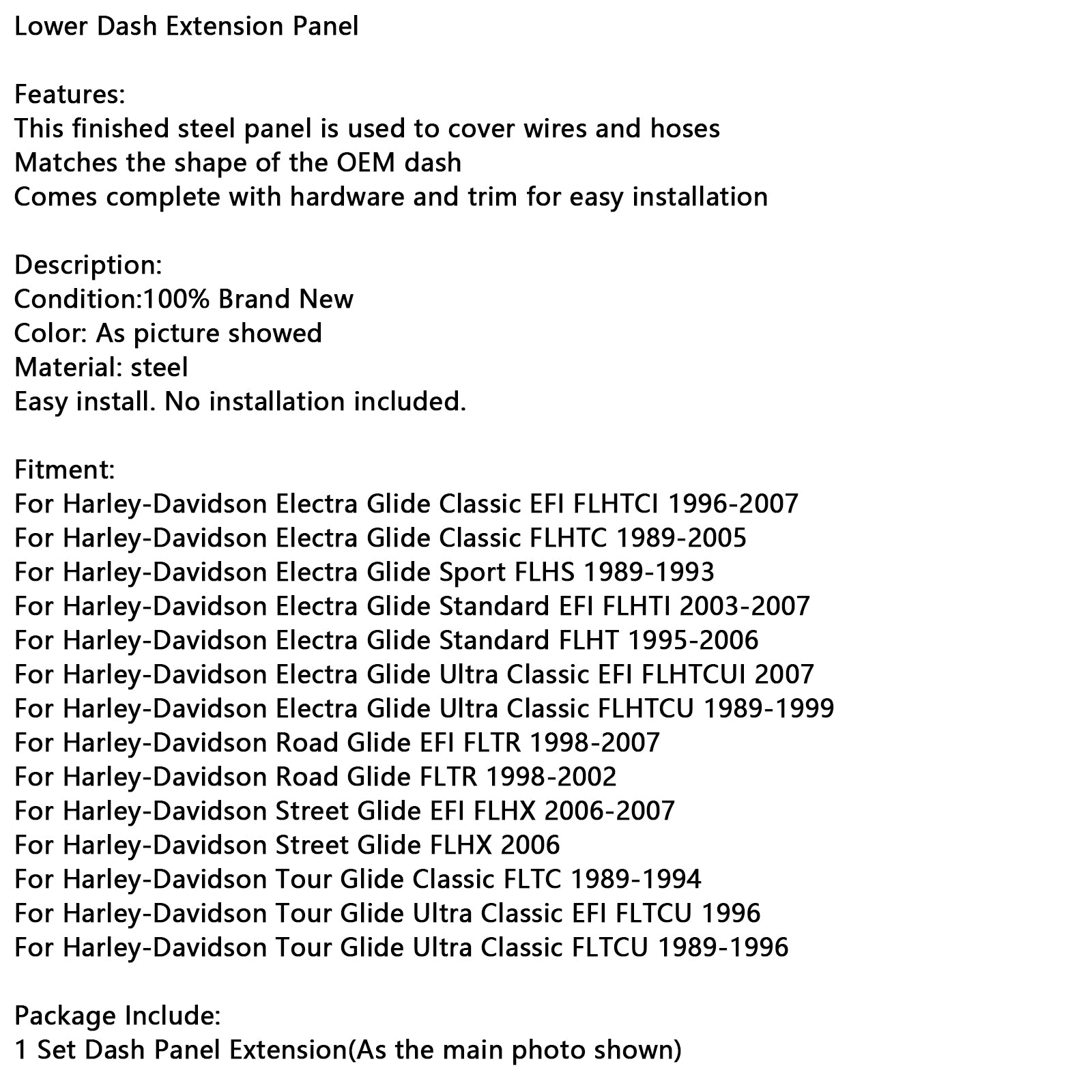 Painel de extensão do painel inferior para electra planide road gelide flht fltc 89-07