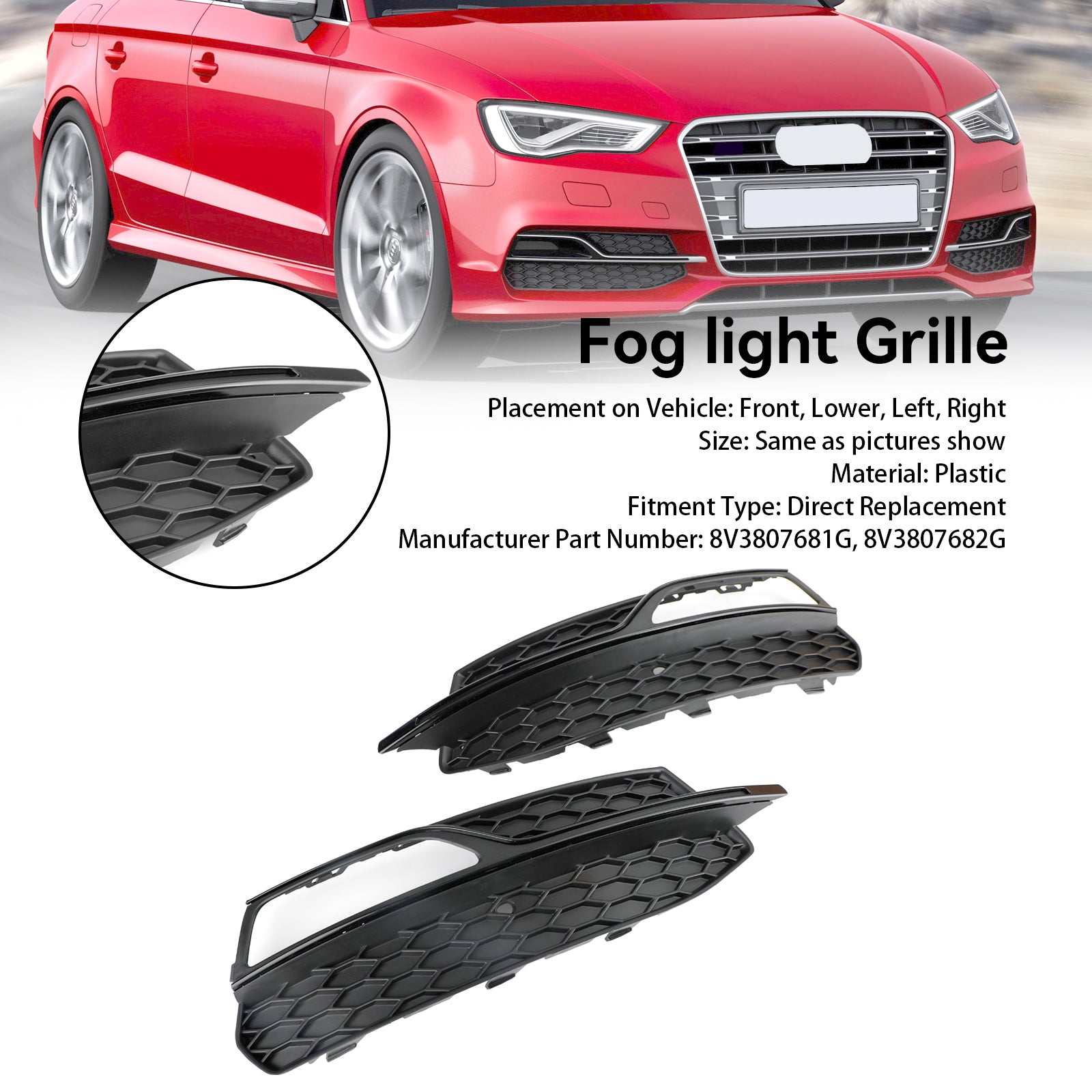 Onderbumper Mistlamp Cover Grill Grille Fit AUDI A3 S3 S-Lijn 2013-2016