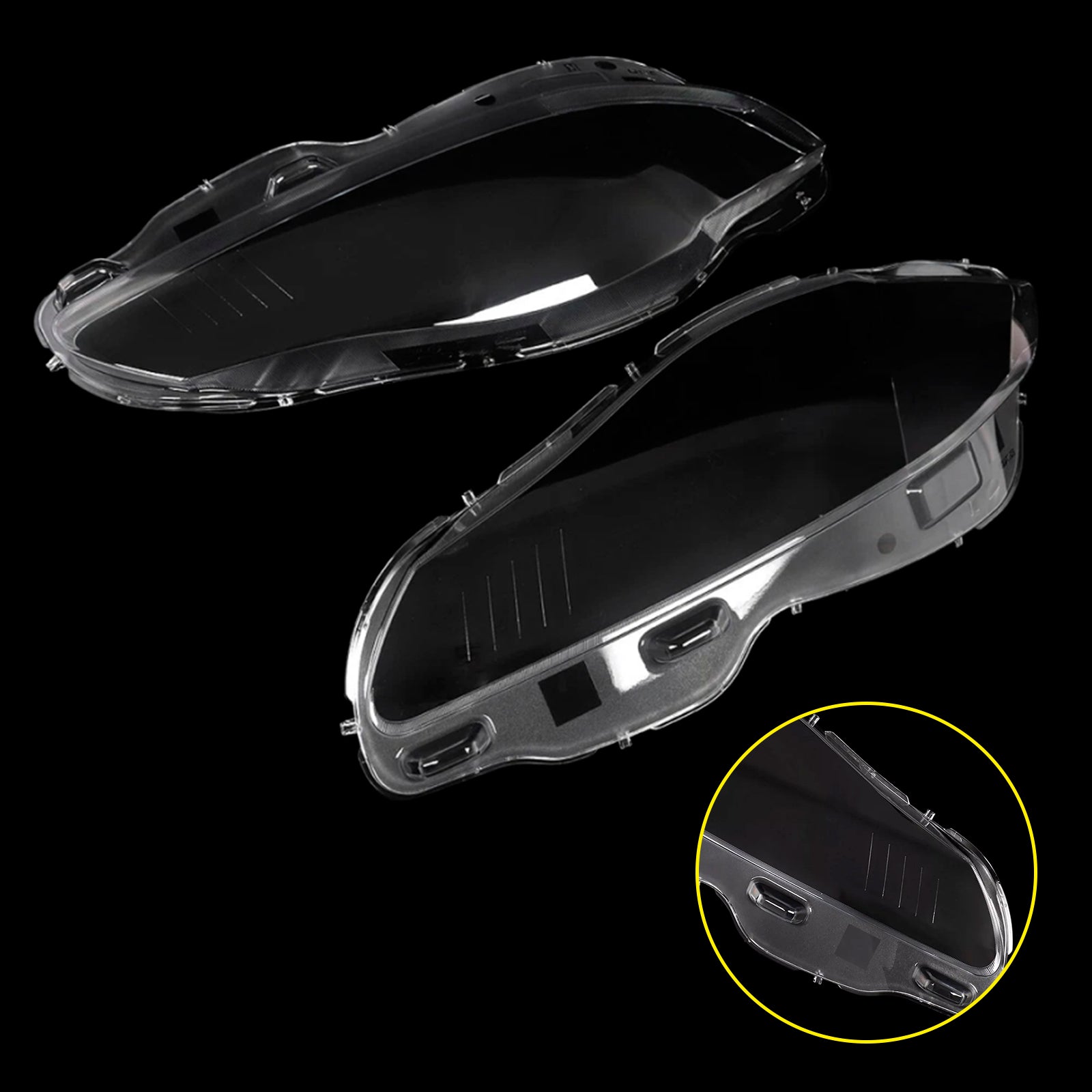 2010-2019 Jaguar XJ XJL Pair Front Headlight Lens Cover Shell Clear