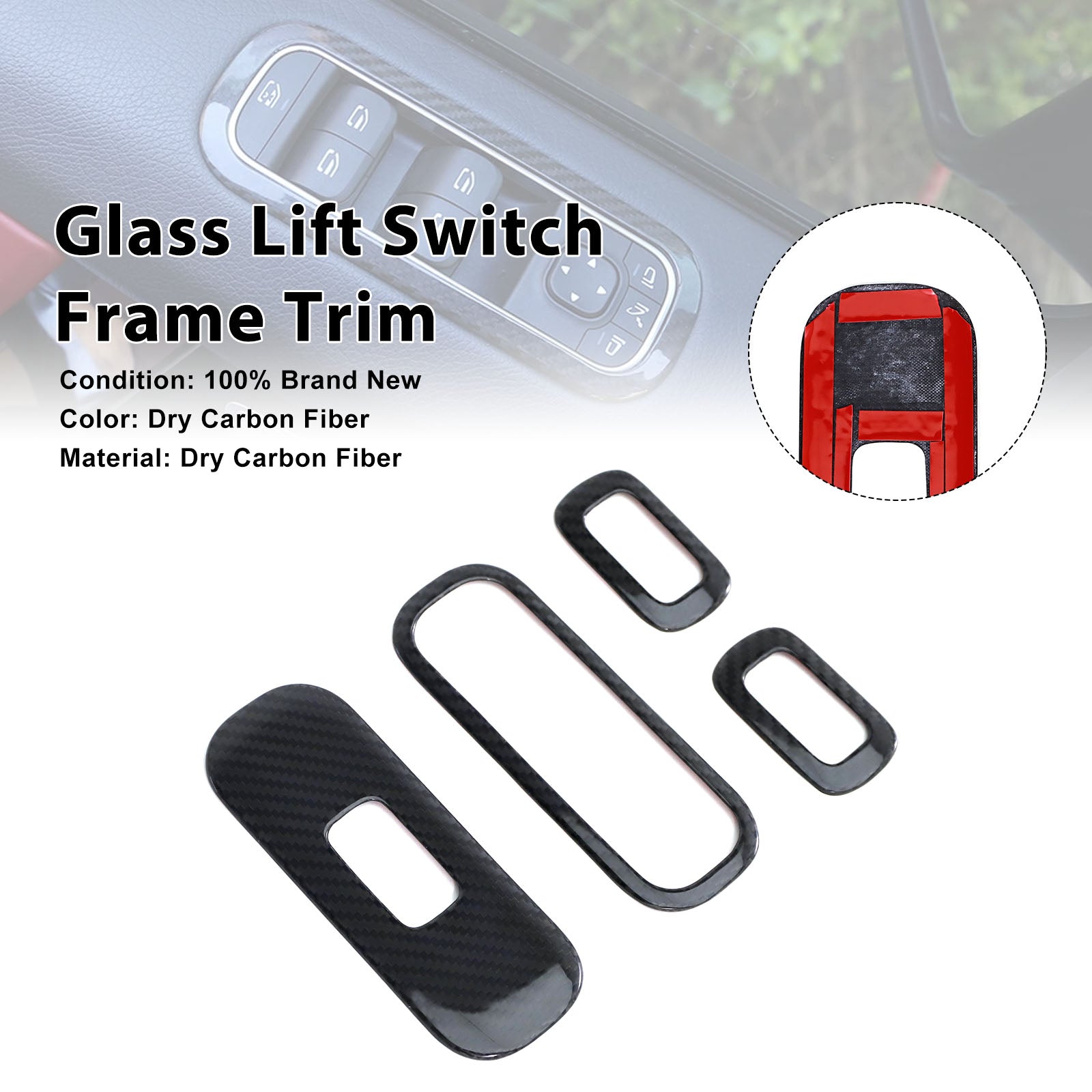 Carbon Fiber Glass Lift Switch Frame Trim Fit Benz G-Class W464 W465 2019-2026