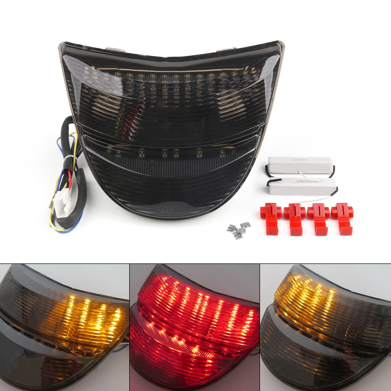 Clignotants de feu arrière LED intégrés pour Honda CBR 954 2002-2003 fumé