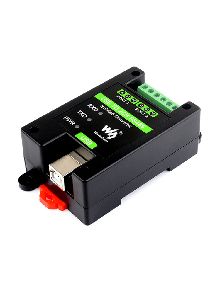 Industrial Isolated USB to 2-Way RS485 Serial Port Converter Rail Installation