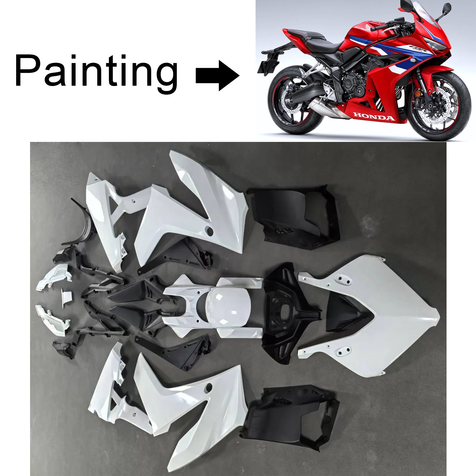 2024-2025 Honda CBR650R injektionsmässa kit karosseriplast ABS