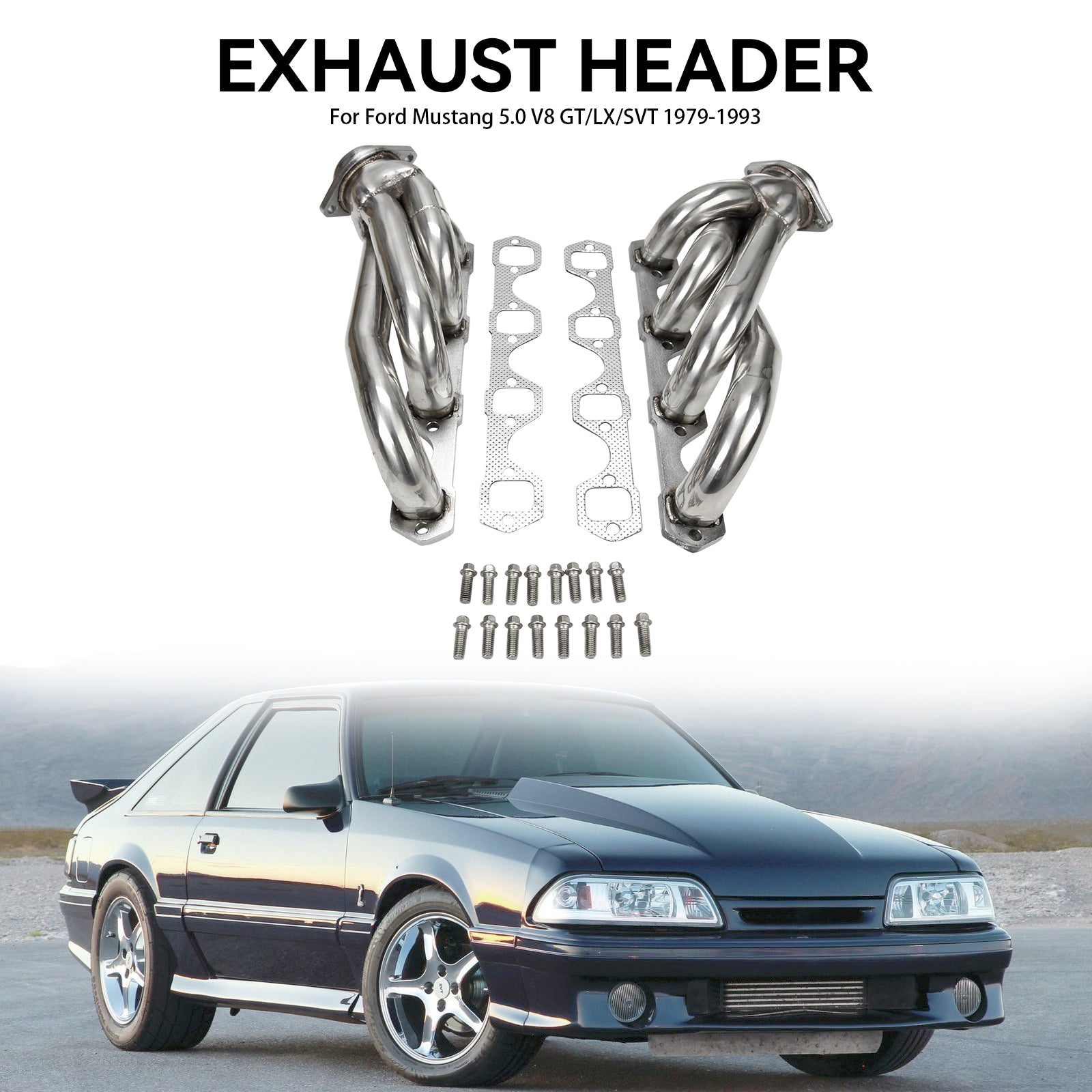 Hlavičky výfukového potrubia z nehrdzavejúcej ocele Fit Mustang 5.0 V8 GT/LX/SVT 1979-1993