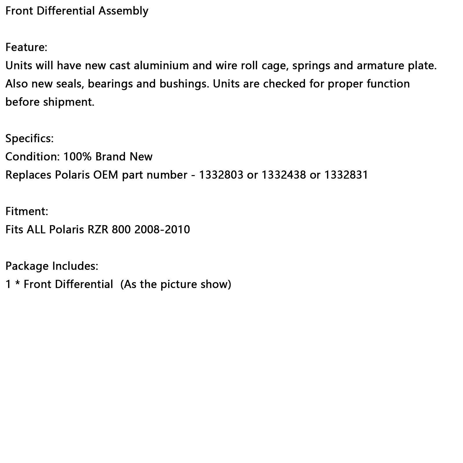 2008-2010 Polaris RZR 800 Transmissiedifferentieel vooraan 1332803