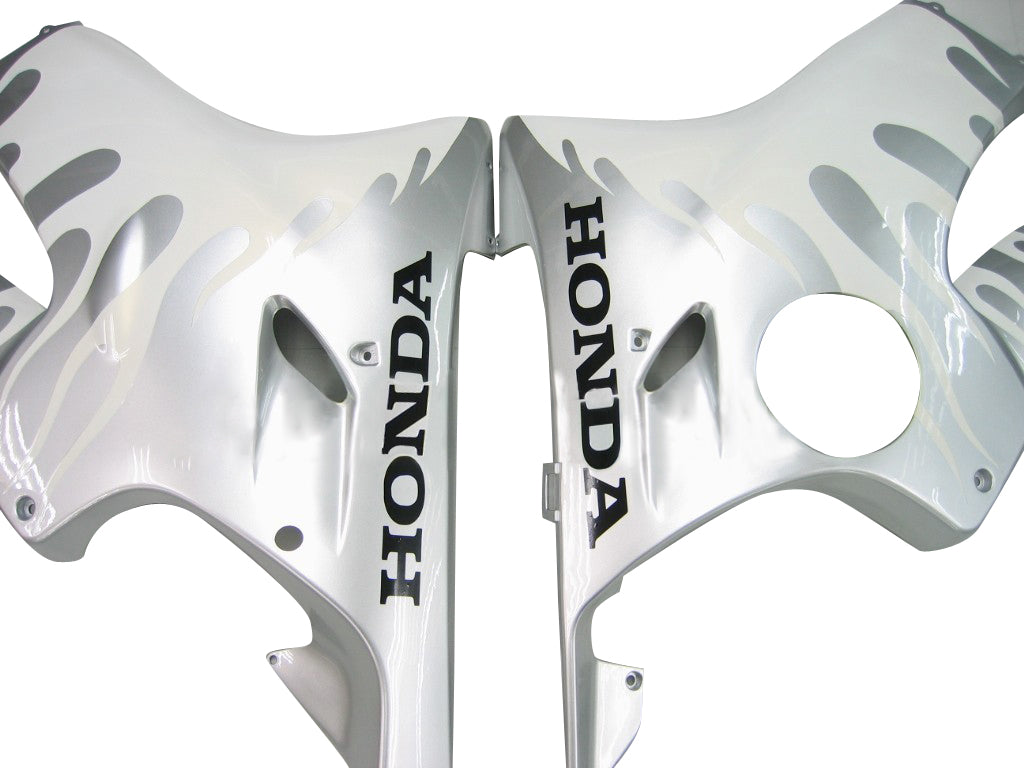 2004-2007 Honda CBR 600 F4i Silver & White Flame Racing Fairings Generic