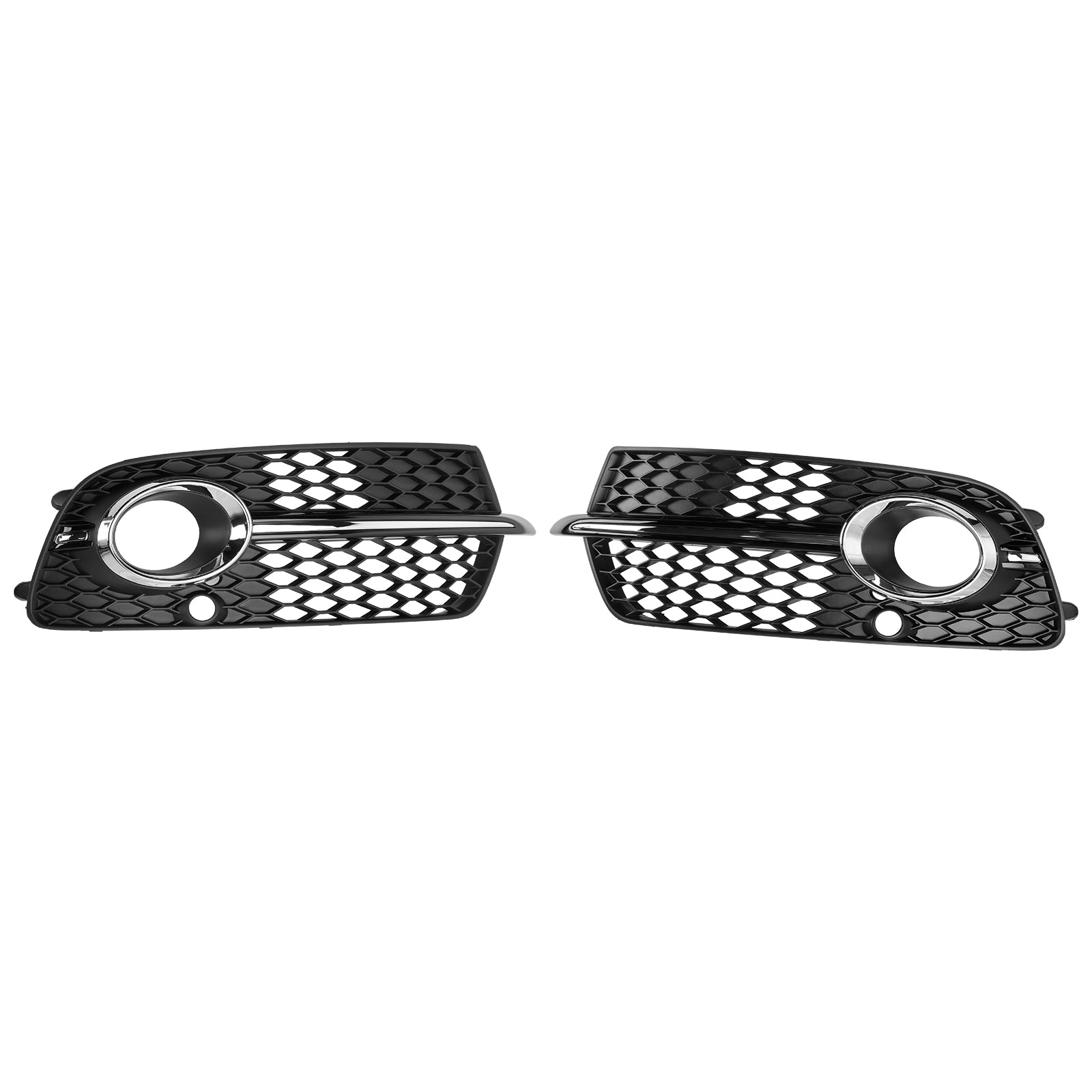 Front Bumper Fog Light Grille Fit Audi Q5 S-Line SQ5 2013-2017 Black Chrome