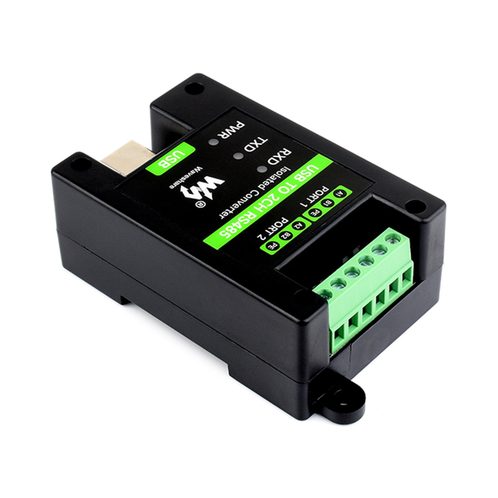 Industrial Isolated USB to 2-Way RS485 Serial Port Converter Rail Installation