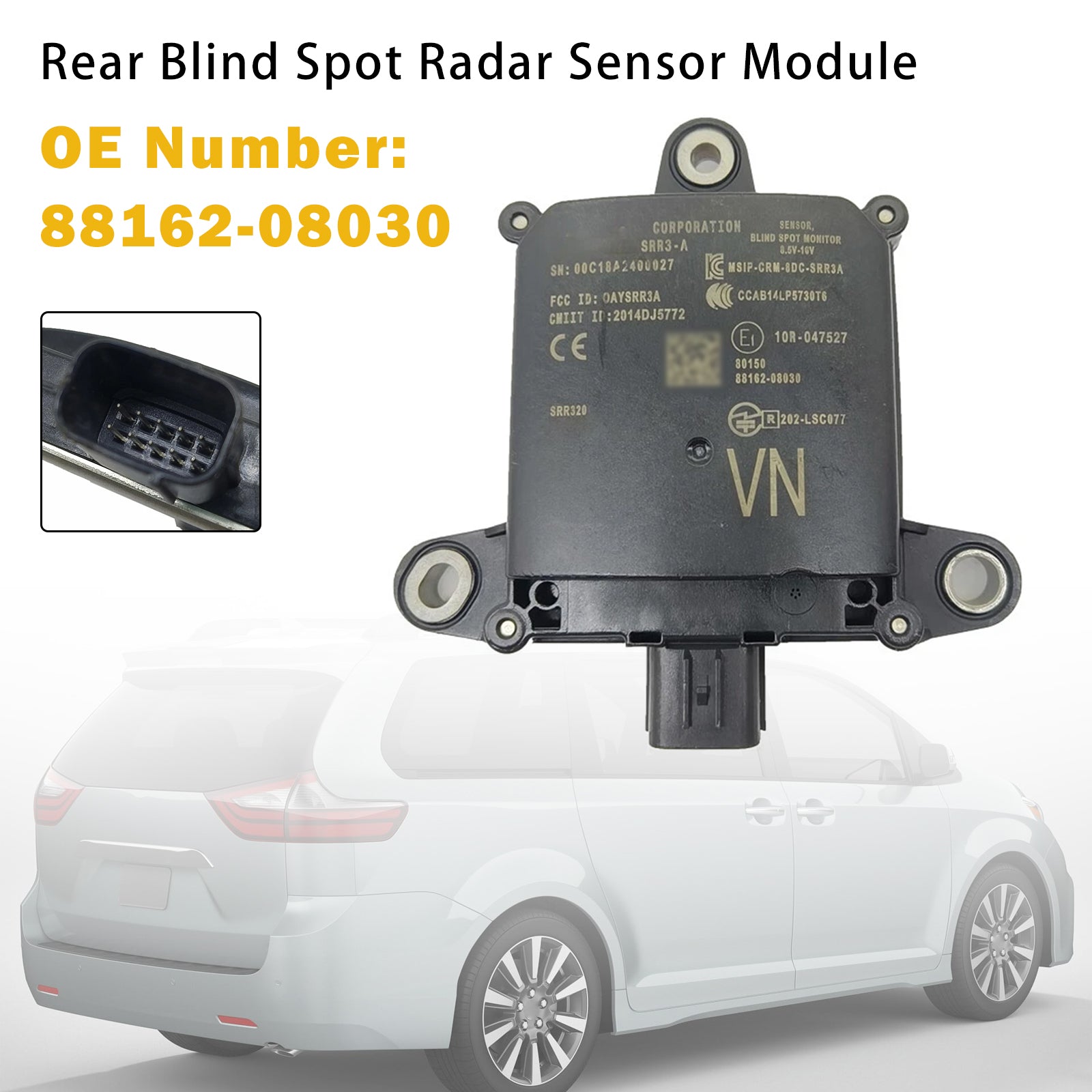 Rear Blind Spot Radar Sensor Module 88162-08030 For Toyota Sienna 2010-2020