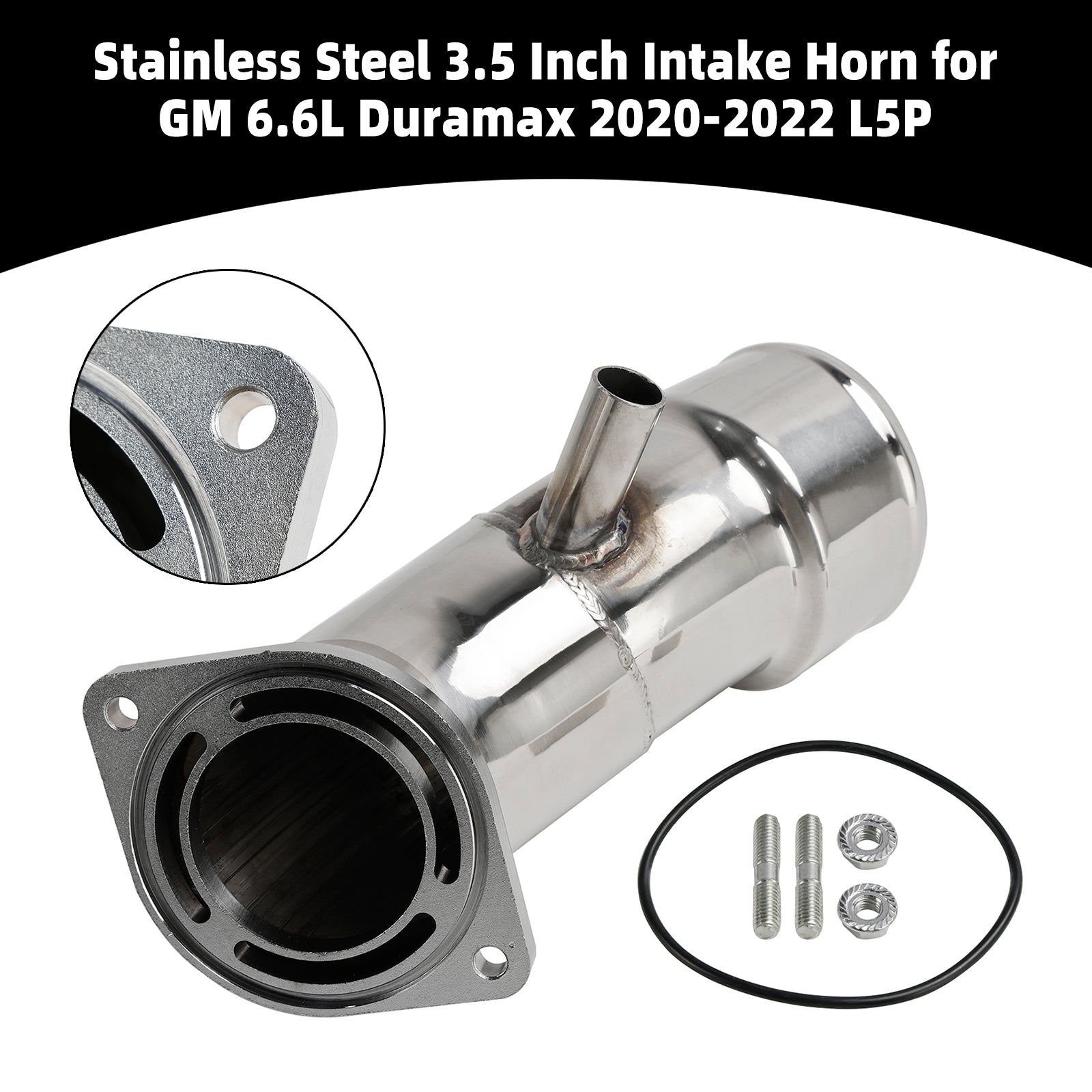 2020-2022 GM 6.6L Duramax L5P Stainless Steel 3.5 Inch Intake Horn