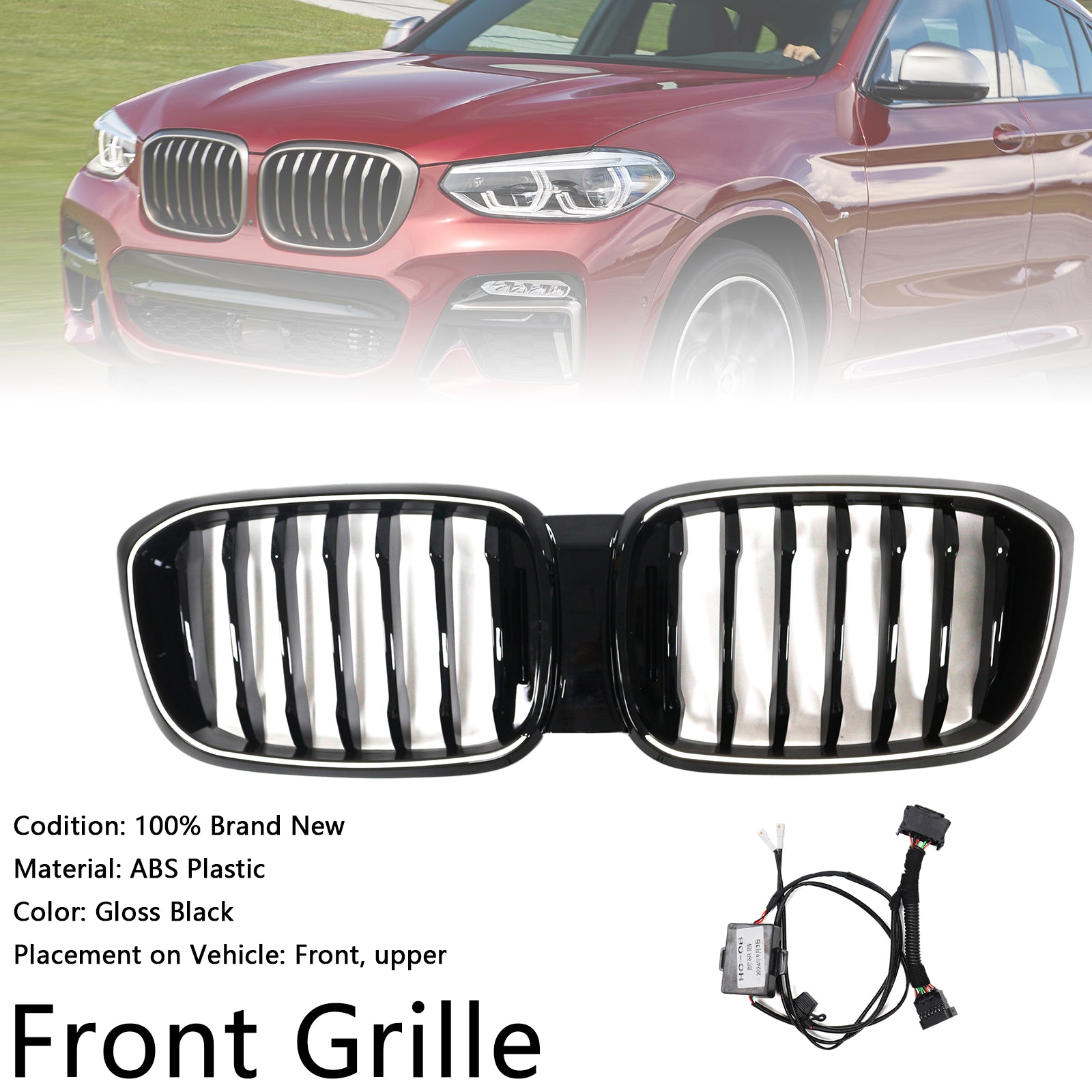 2018-2021 BMW X3 X3M G01 G08 Pre-Facelift Gloss Black Front Kidney Mesh Grill Grille 51138469959 51138469960