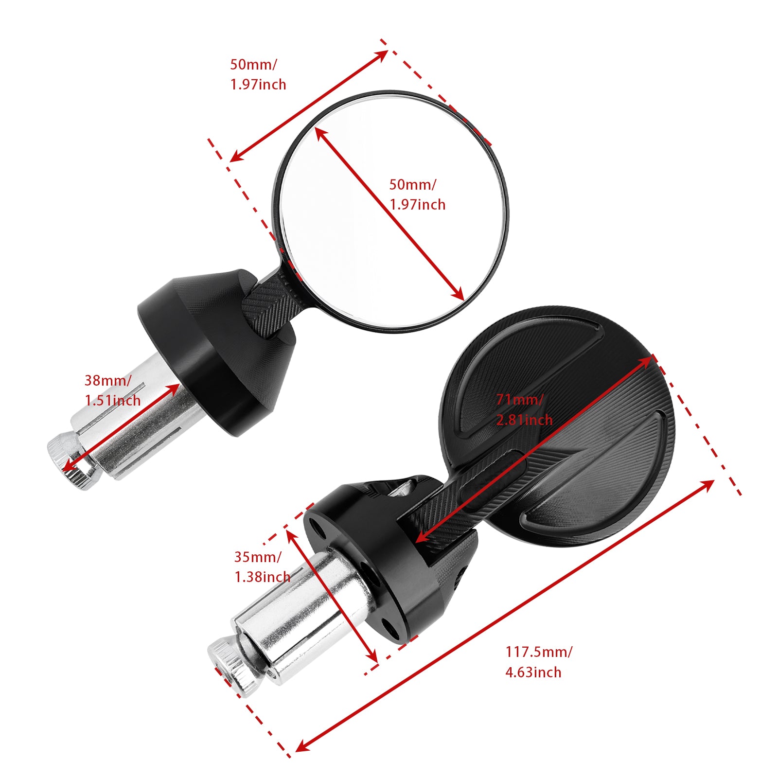 CNC hliníkové mini riadidlá koncové zrkadlo D = 35 mm čierna pre Piaggio/Vespa