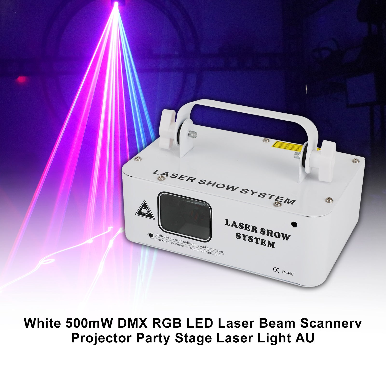 Scanner de faisceau Laser LED blanc 500mW DMX RGB, projecteur de lumière Laser de scène de fête AU