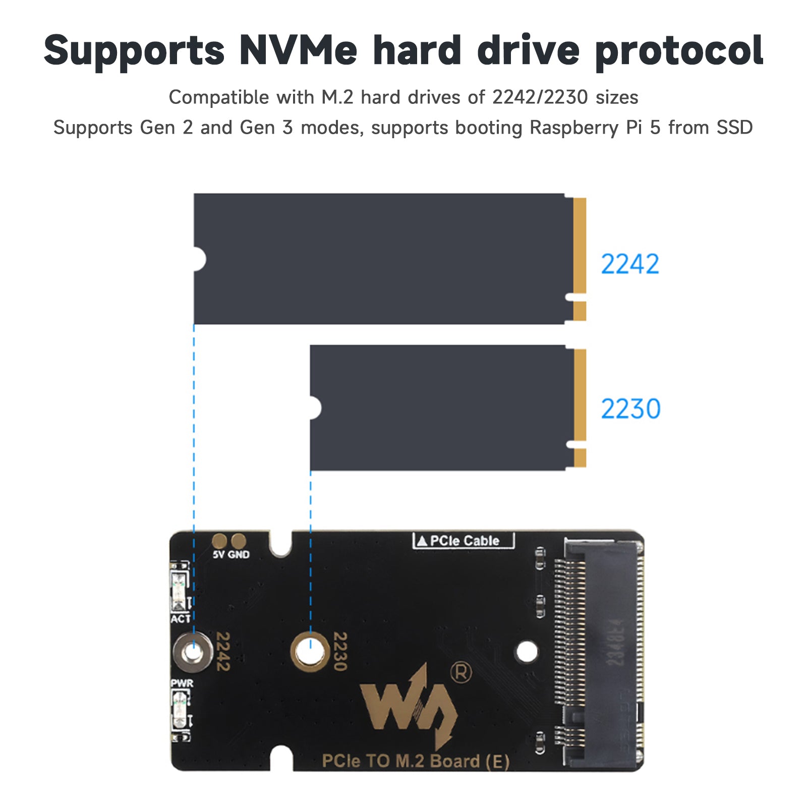 Adaptateur Raspberry Pi 5 PCIe vers M.2, carte d'extension 5/5B, protocole de disque dur Nvme