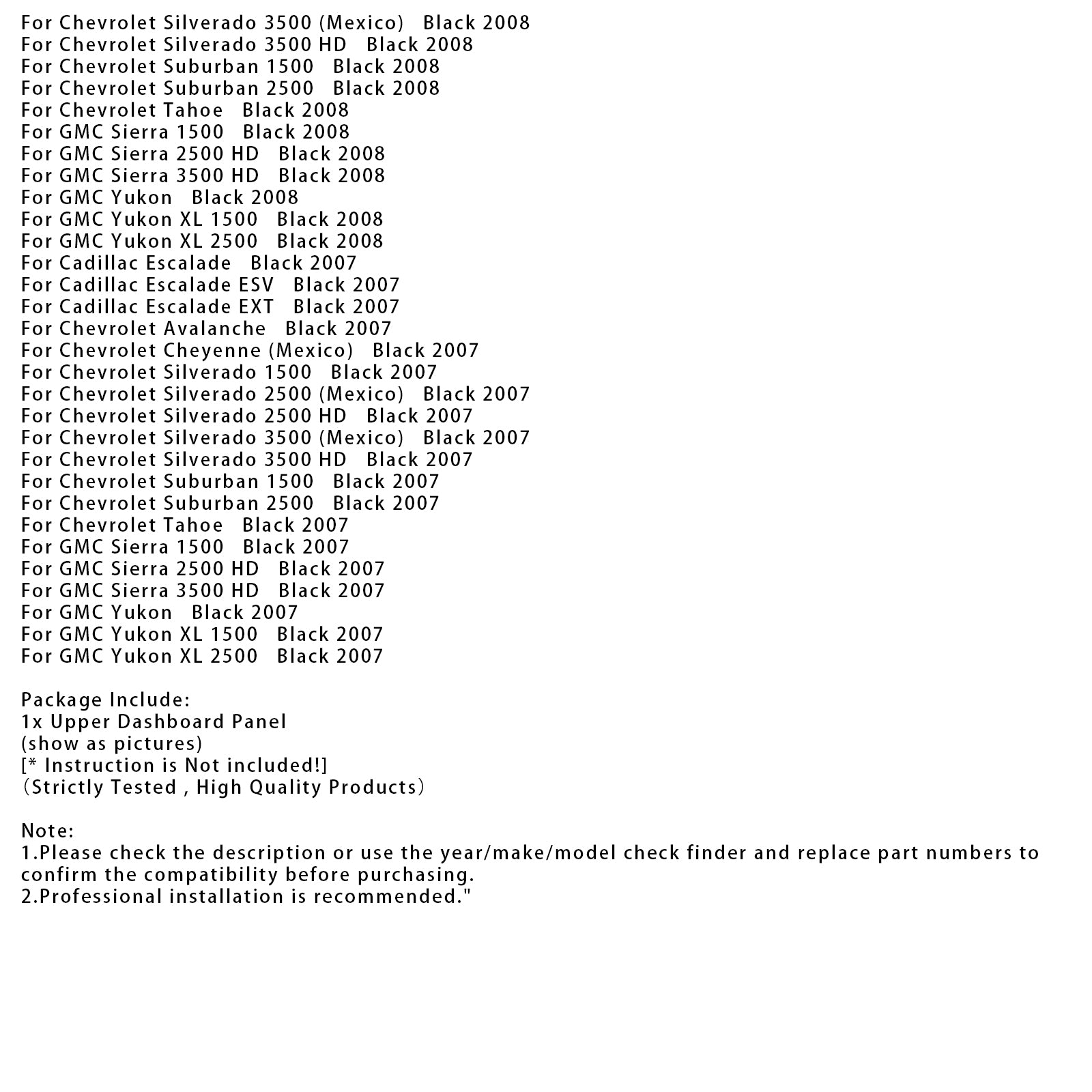 926-336 Upper Dashboard Panel For Chevy GMC Silverado Sierra 2007-2014 20844035