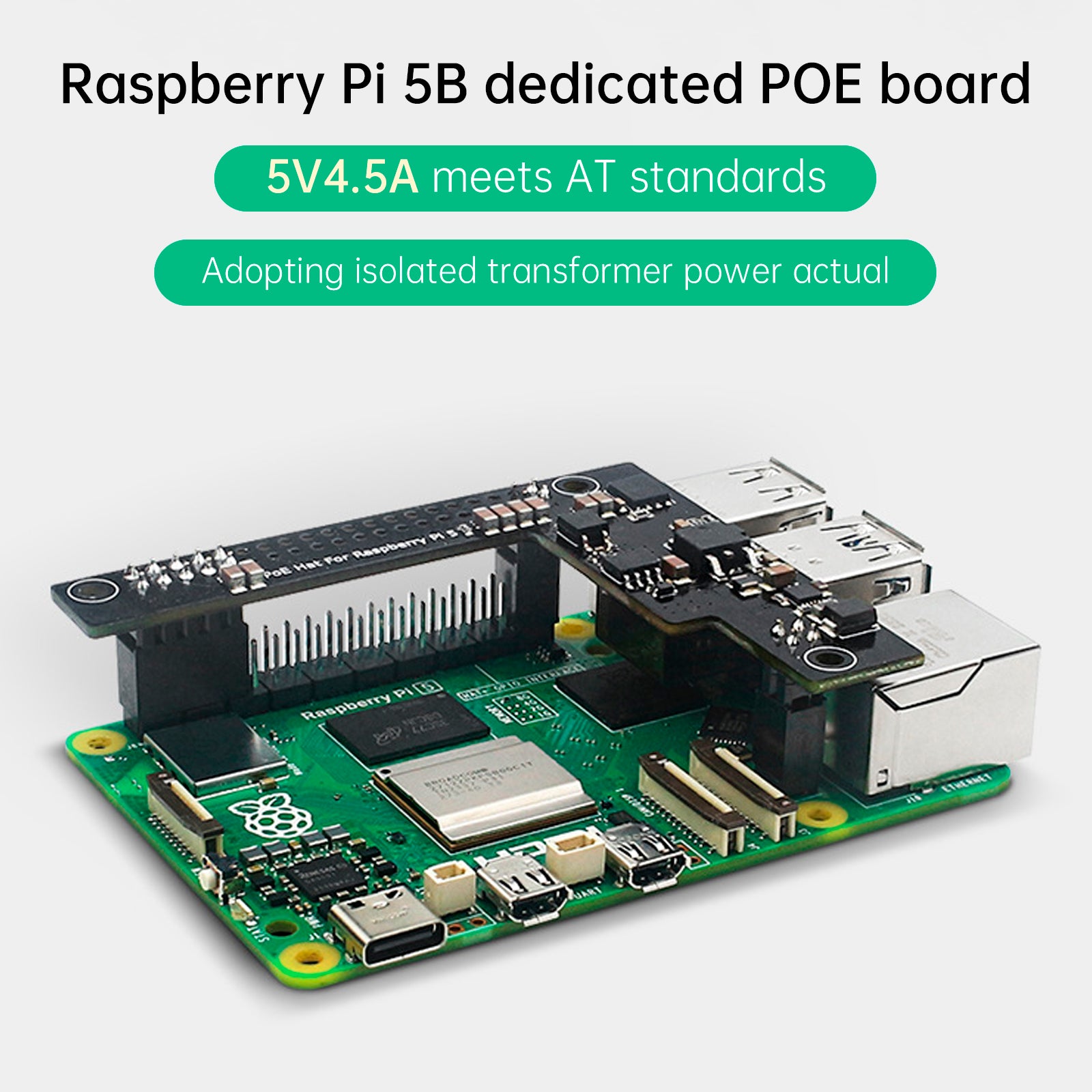 Raspberry Pi5 speciale POE-uitbreidingskaart 5V 4,5A geïsoleerde module koellichaam