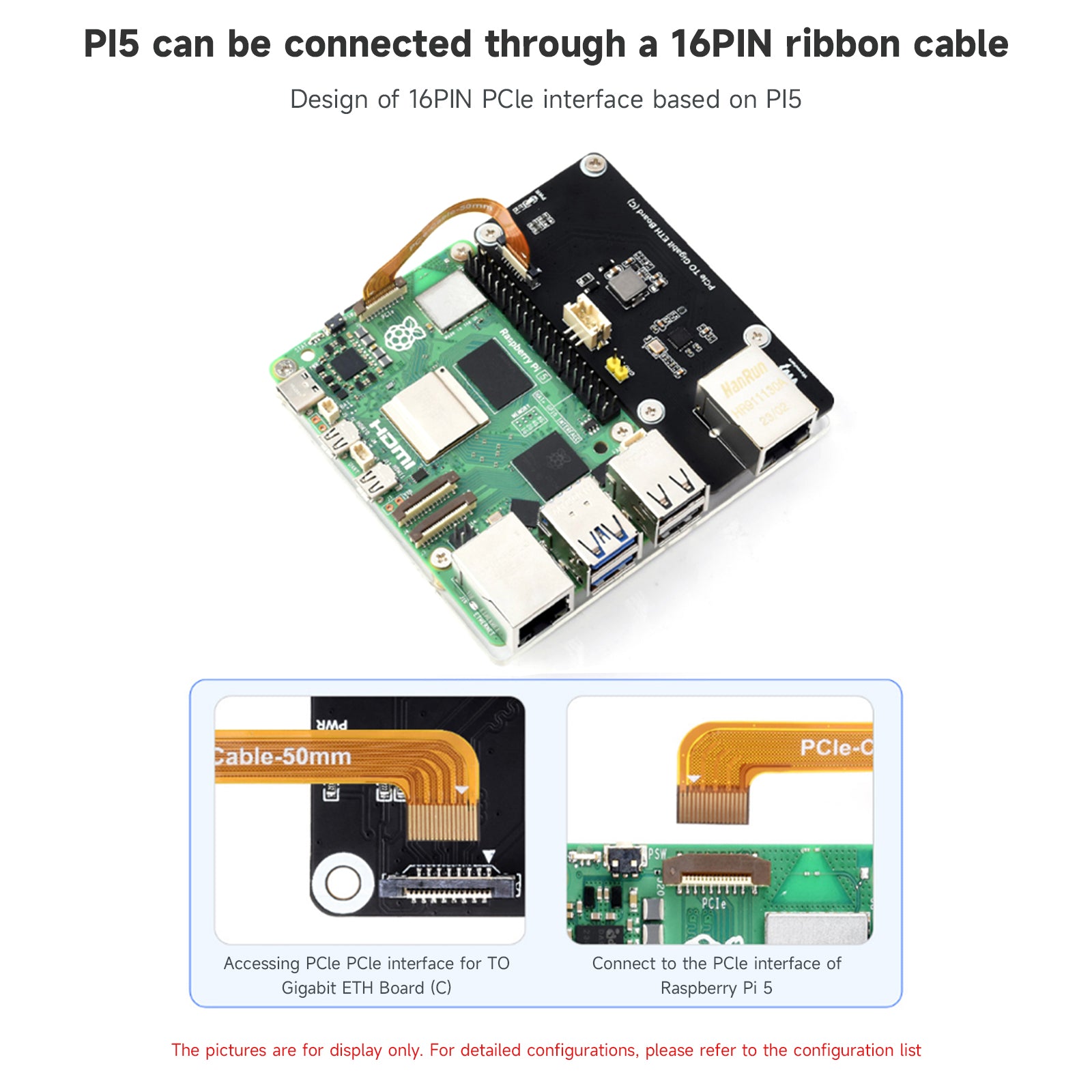 Carte adaptateur de Port Ethernet Raspberry Pi5 5B PCIe vers Gigabit, système d'exploitation sans pilote