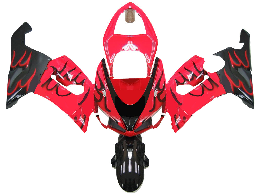 2005-2006 Kawasaki ZX6R 636 Carénages Rouge & Noir Flame Ninja Racing Générique