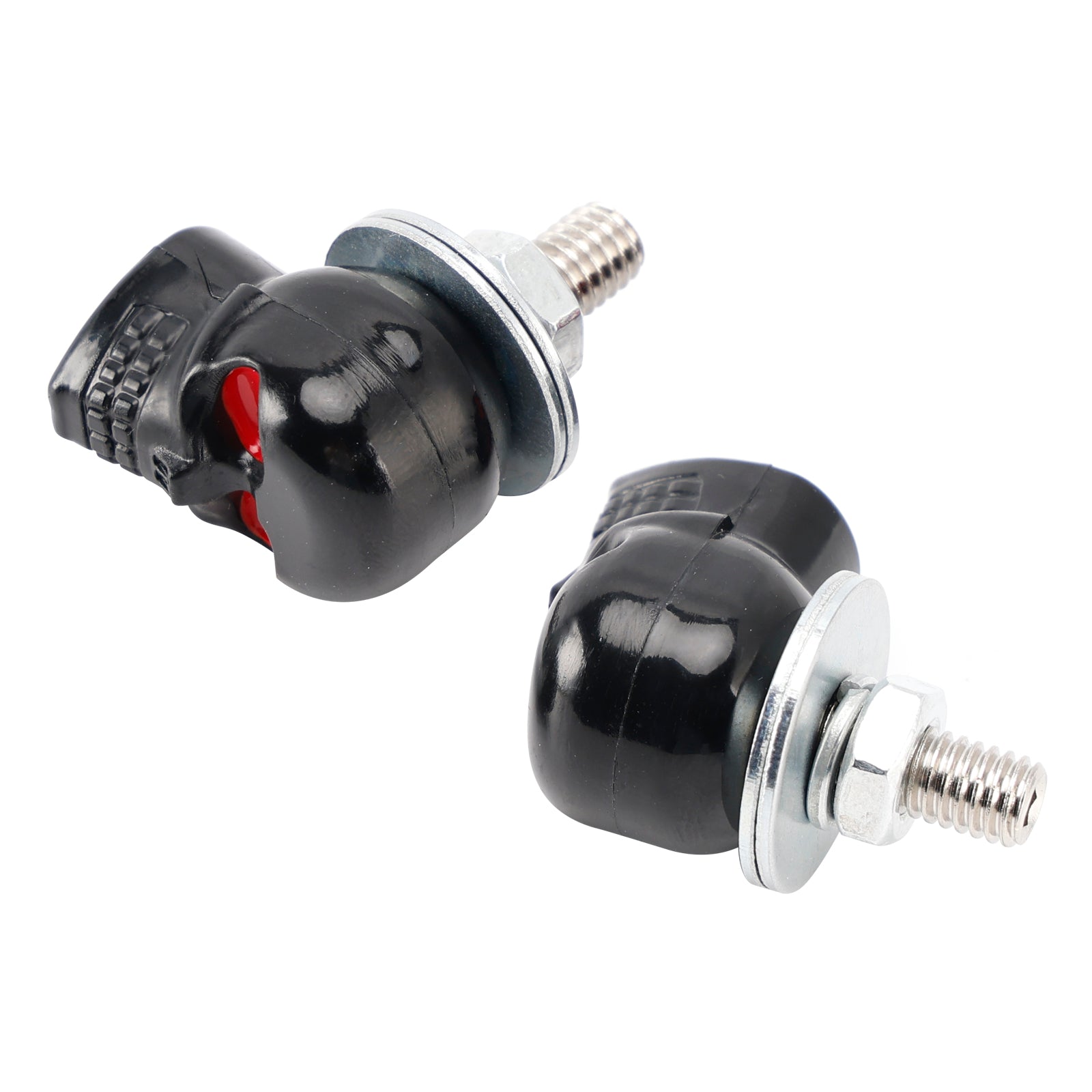 4x motorfiets fiets plastic zwarte schedel kentekenplaat bout op schroef op framemoer