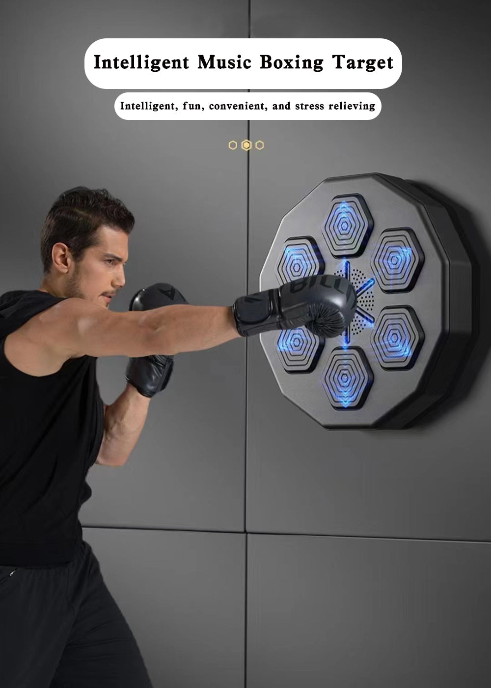 Wall Mount Boxing Training Target Rechargeable Bluetooth Music Indoor React Exercise Machine