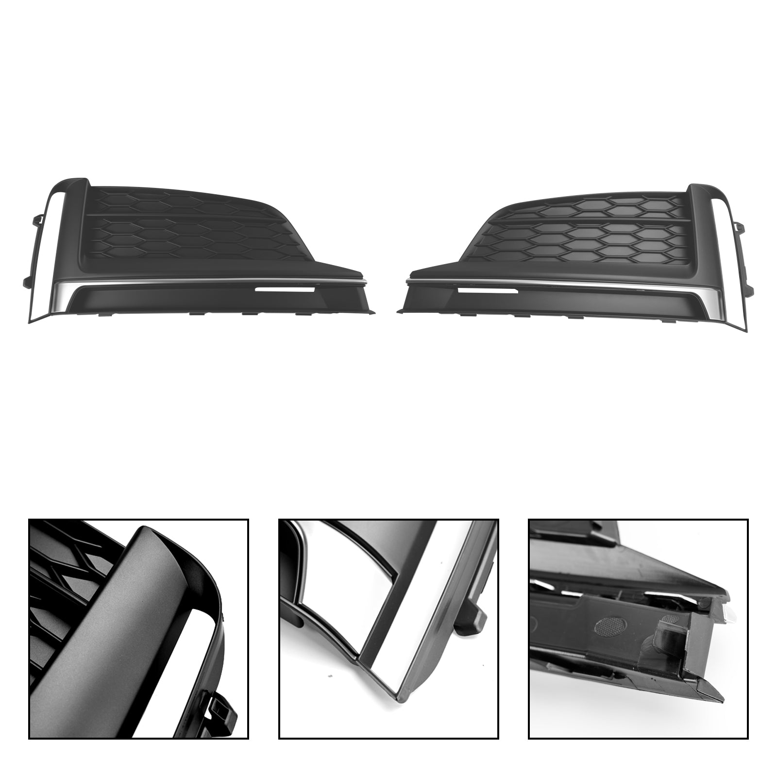 2018-2019 Audi A5 S-Line S5 Cabriolet / Coupe / Sportback Front Bumper Fog Light Grille Cover Trim 2PCS