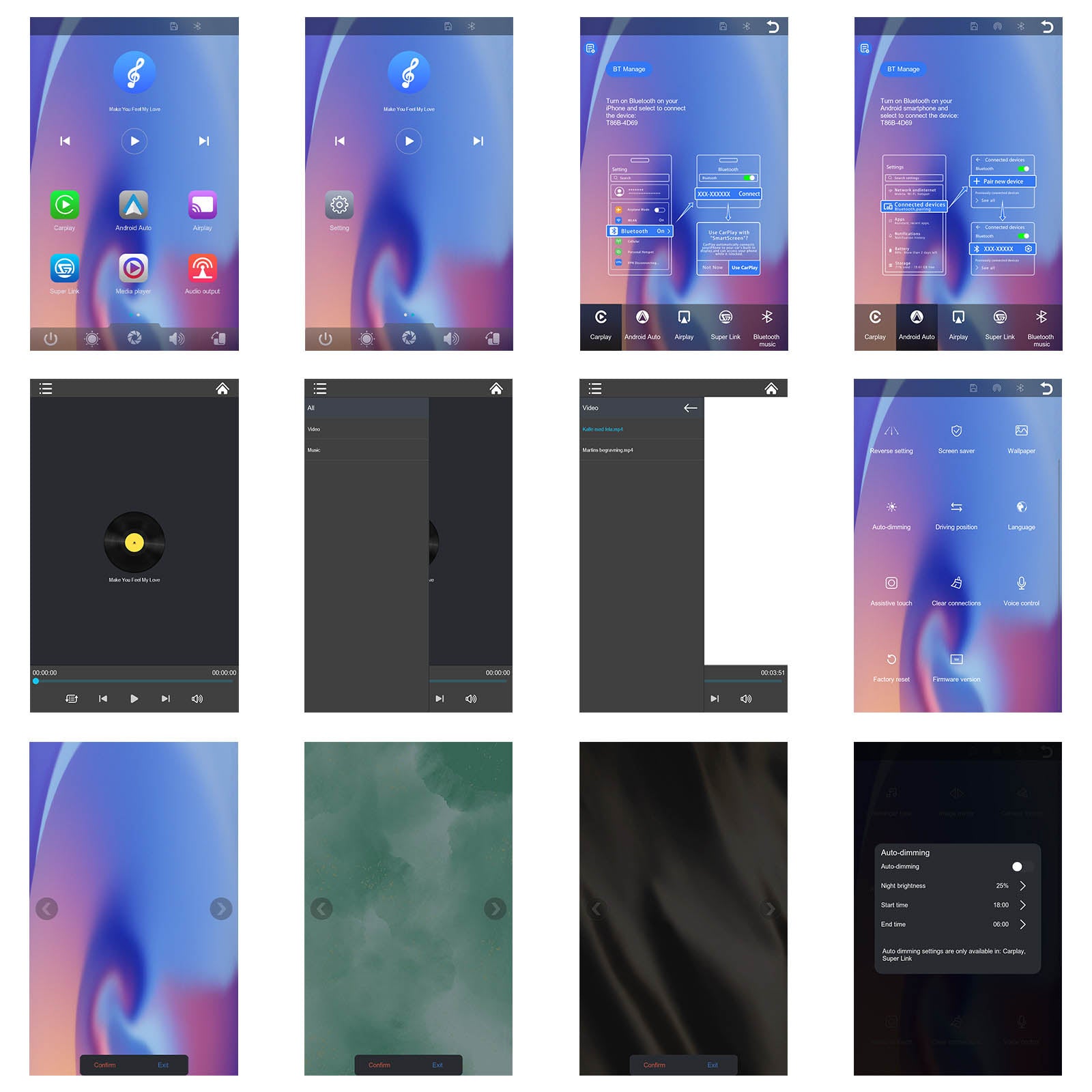 8" Touchscreen Apple CarPlay Android Auto Horizontaal Verticaal Schakelen Weergave