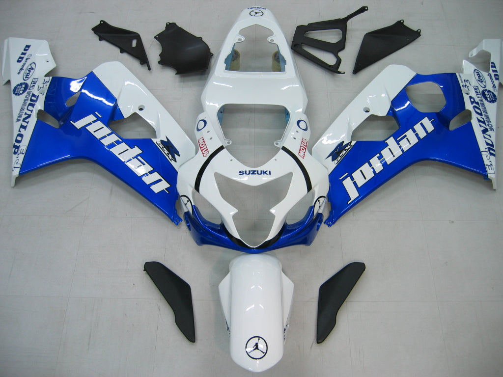 2004-2005 GSXR 600/750 White Blue Bodywork Fairing ABS Injection Molded Plastics Set Generic