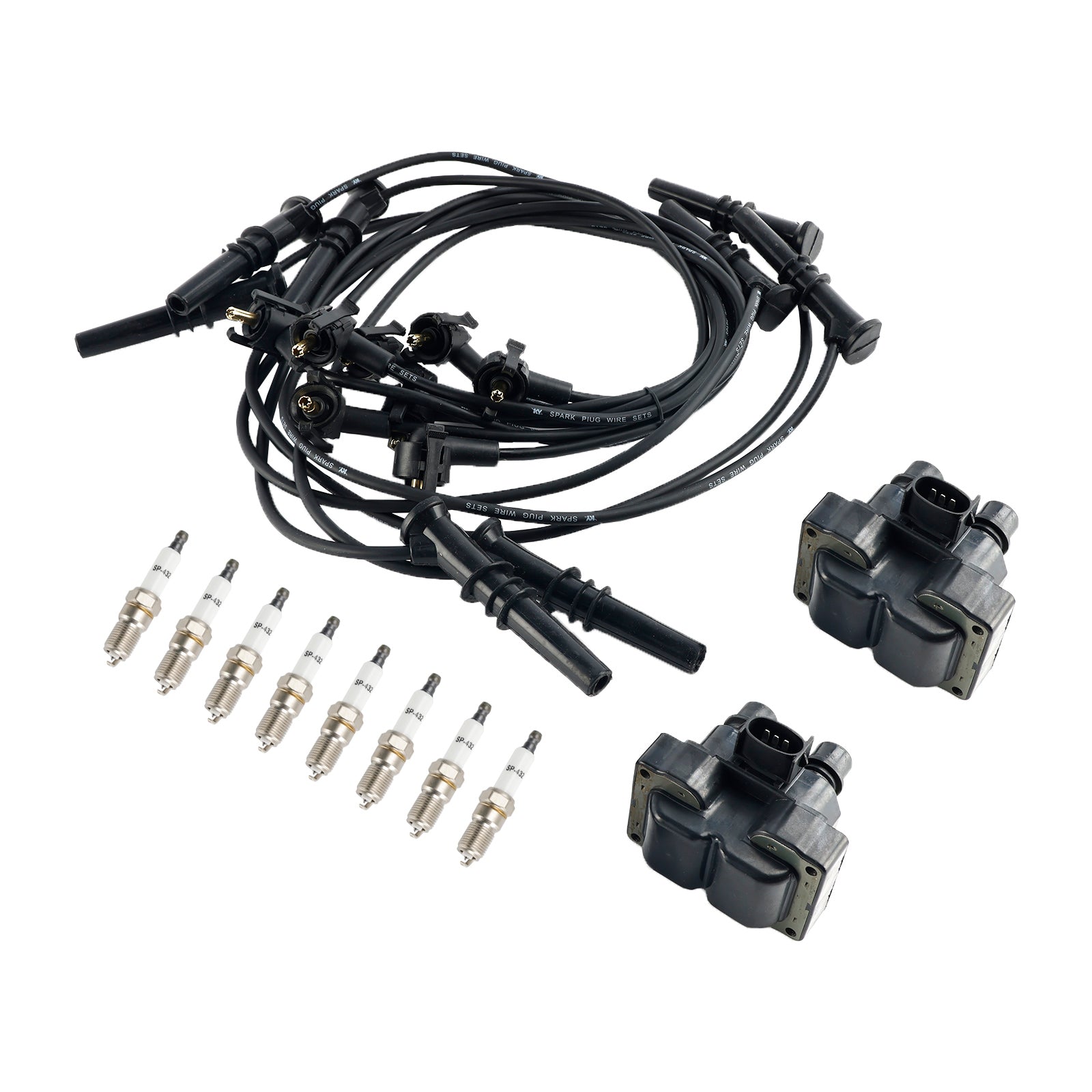 1991-1997 Lincoln Town Car V8 4.6 2 Ignition Coil Pack 8 Spark Plugs and Wire Set FD487 SP432