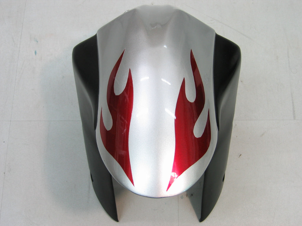 2005-2006 Kawasaki ZX6R 636 Fairings Silver & Red Flame Ninja Racing Generic