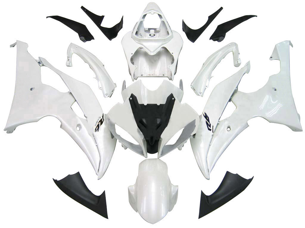 2008-2016 Yamaha YZF-R6 White Racing Fairings Generic