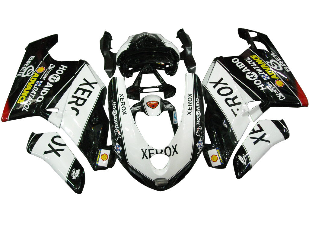 2005-2006 Ducati 999 Carénages Amotopart Blanc et noir Carénage personnalisé Xerox Racing