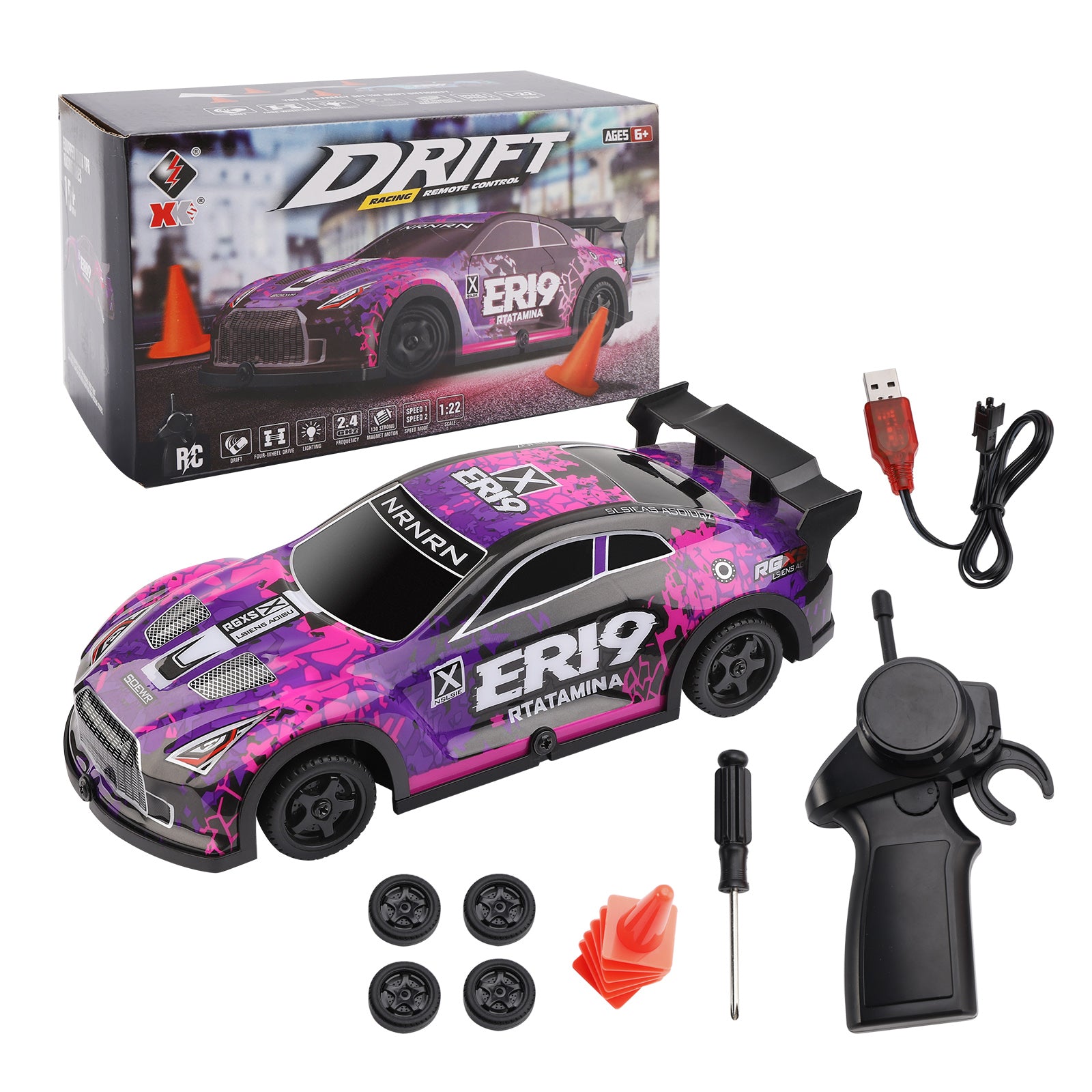 Wltoys 22206 RTR 1/22 2,4 g 15 km/h racingbil metallchassis Toy Gift Purple Purple